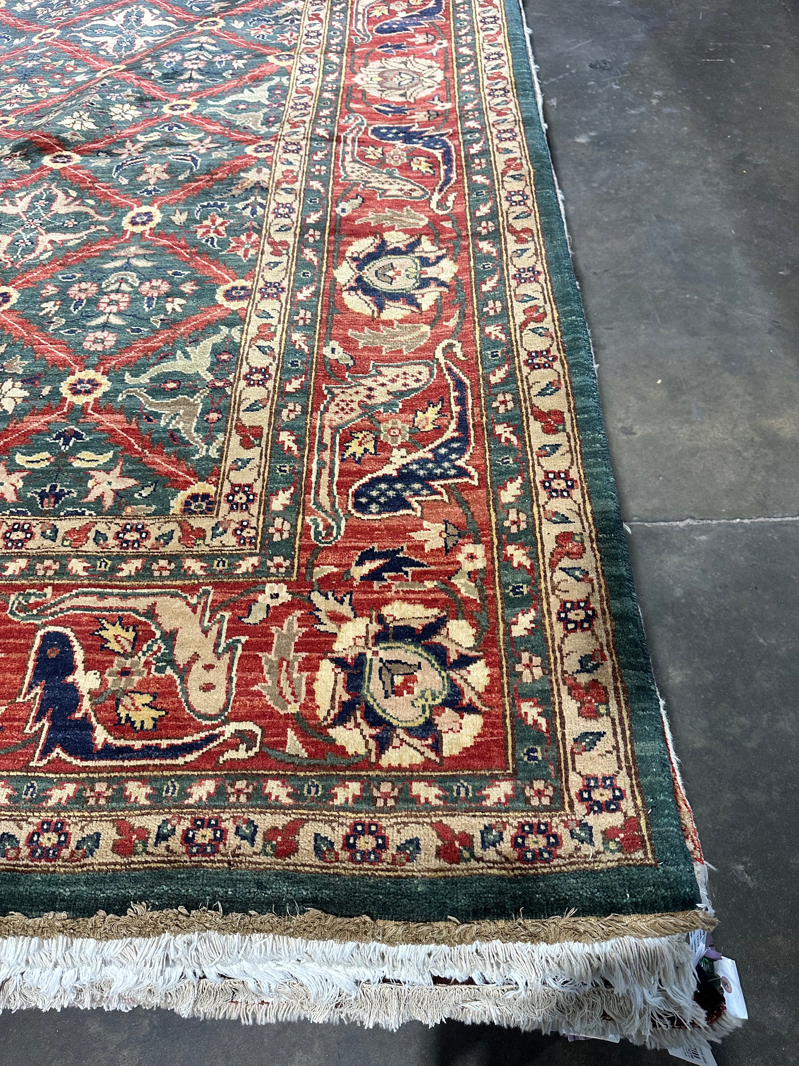 Jenna King 9x11.8 Green and Red Lawrence Rug - CLEARANCE 30% off