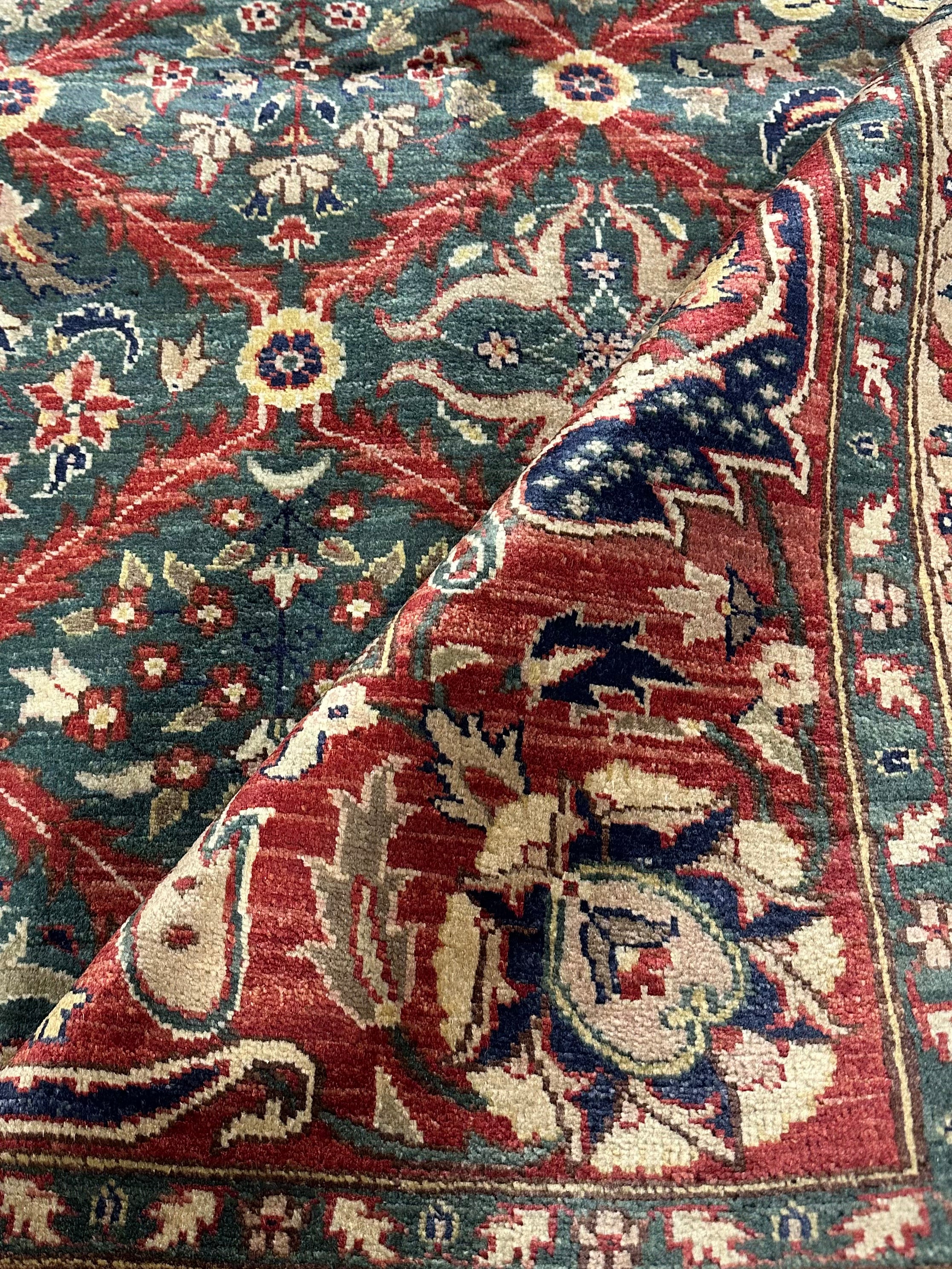 Jenna King 9x11.8 Green and Red Lawrence Rug - CLEARANCE 30% off