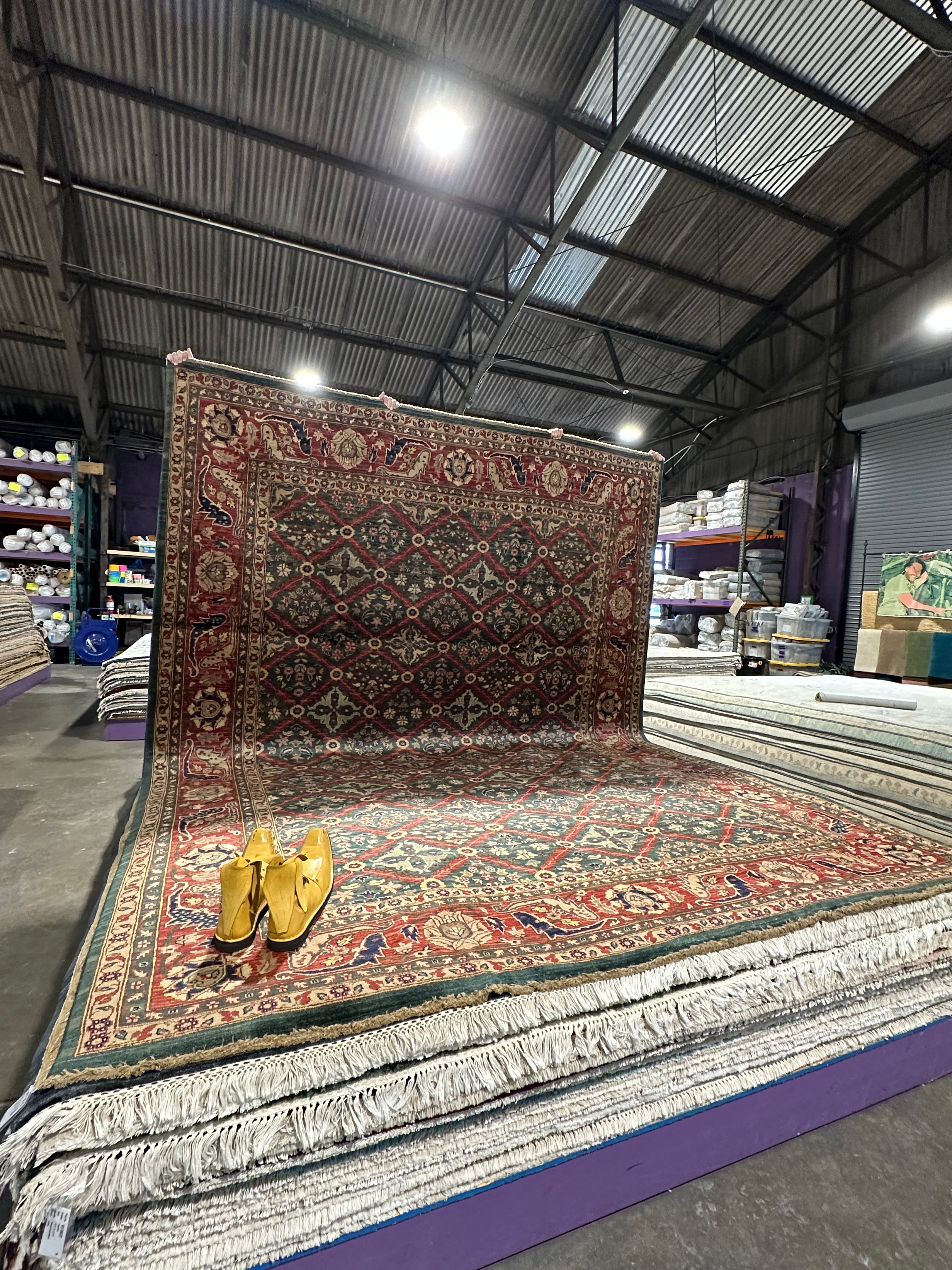 Jenna King 9x11.8 Green and Red Lawrence Rug - CLEARANCE 30% off