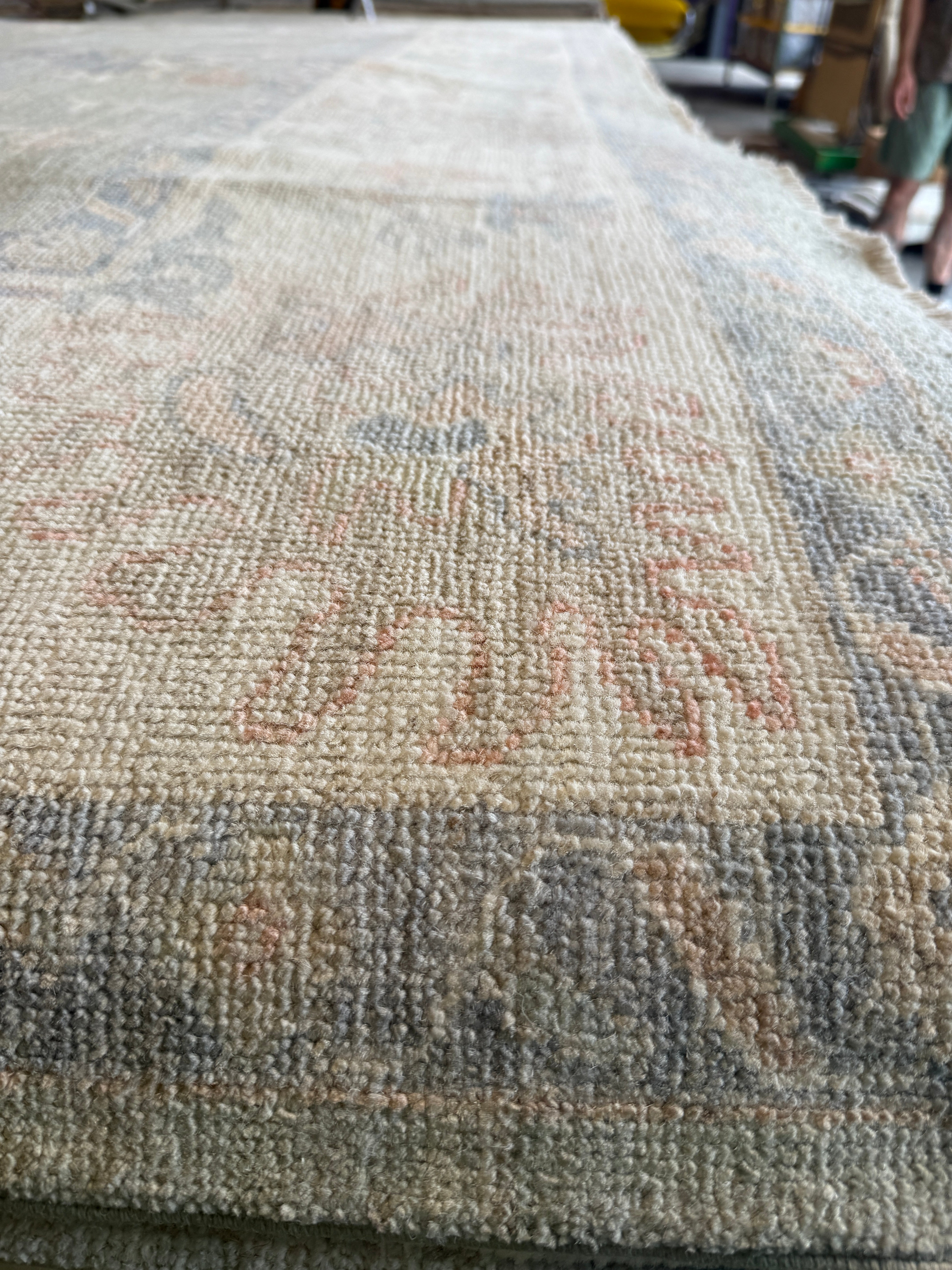 Tara Koehler 8.3x10.1 Blue Afghani Whitewashed Oushak