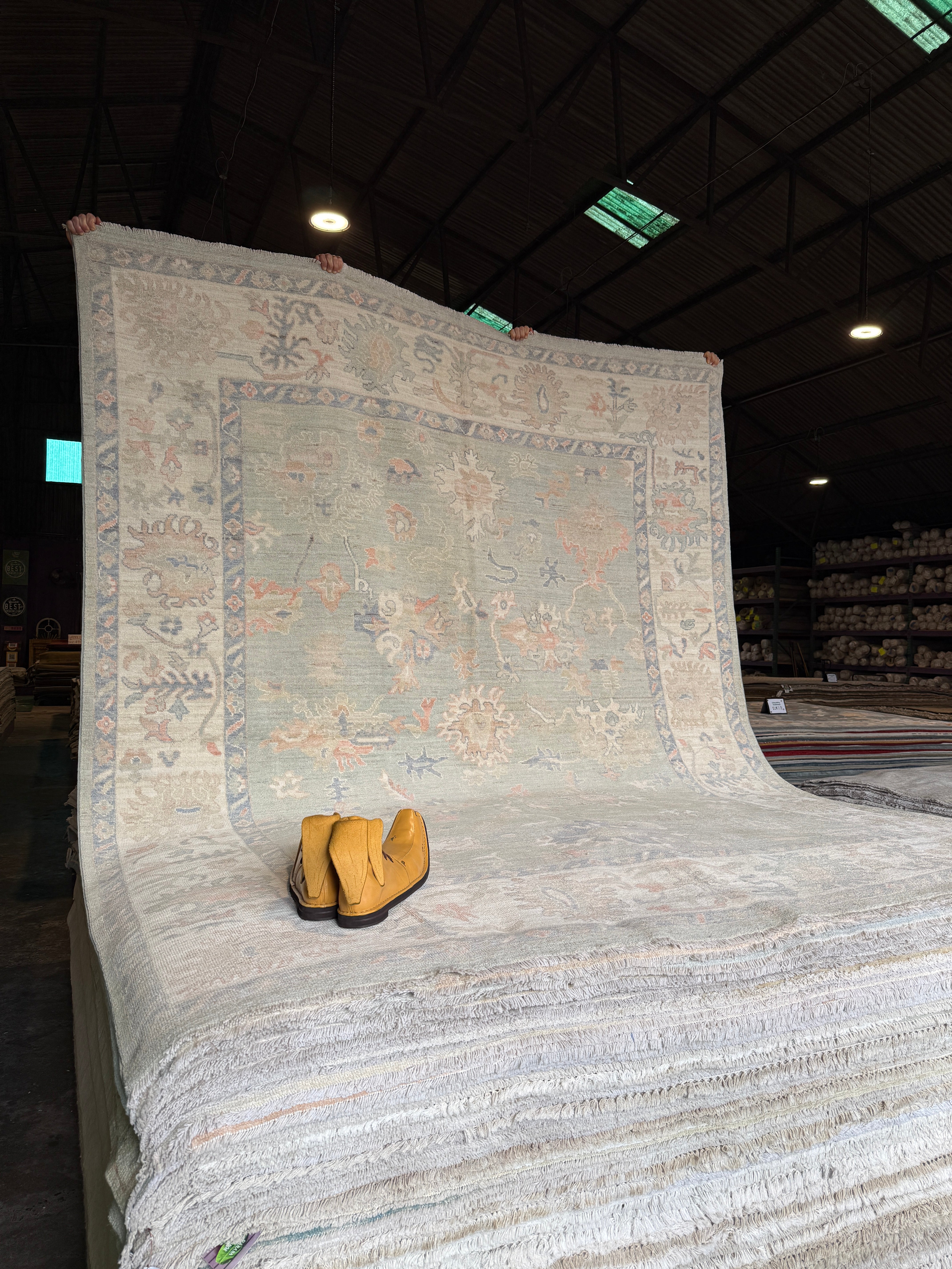 Tara Koehler 8.3x10.1 Blue Afghani Whitewashed Oushak