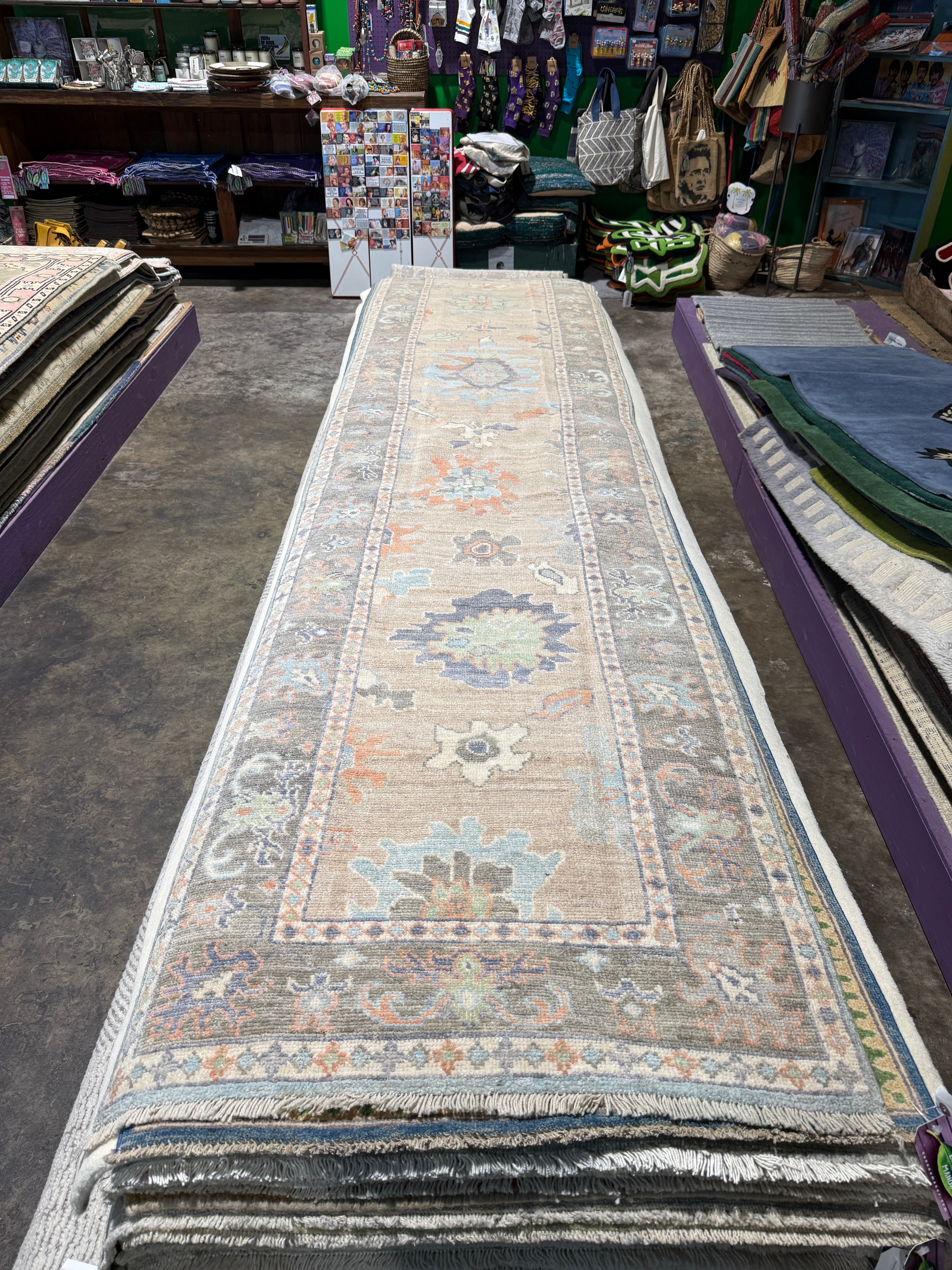 Brittany Spiteri 2.10x11.11 Multi Color Afghani Whitewashed Oushak Runner