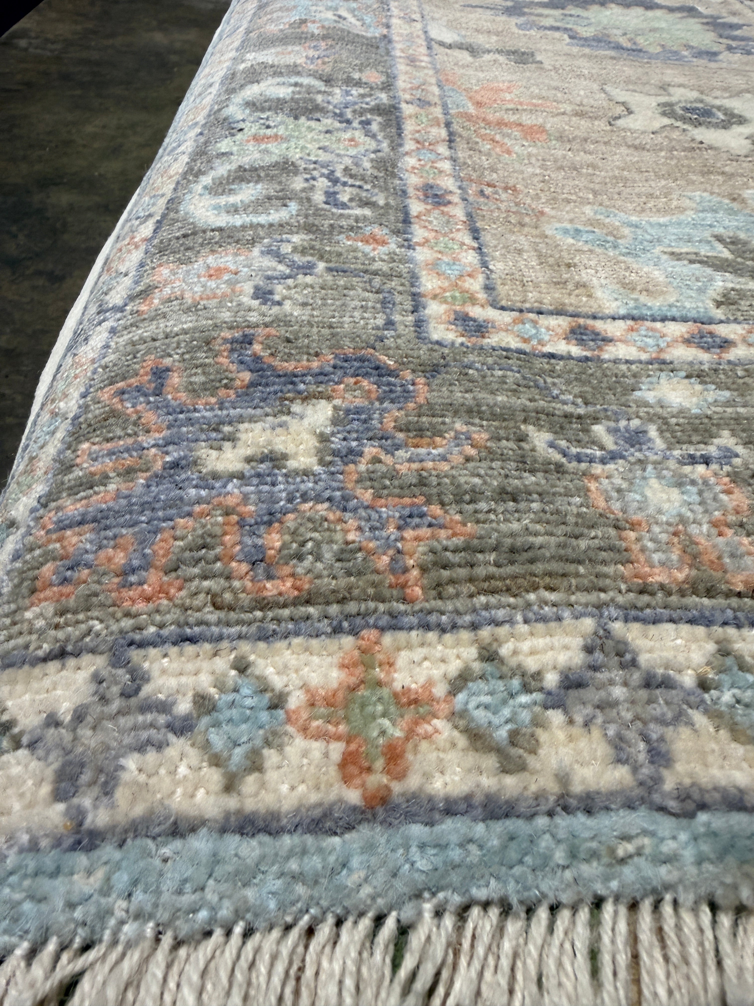 Brittany Spiteri 2.10x11.11 Multi Color Afghani Whitewashed Oushak Runner