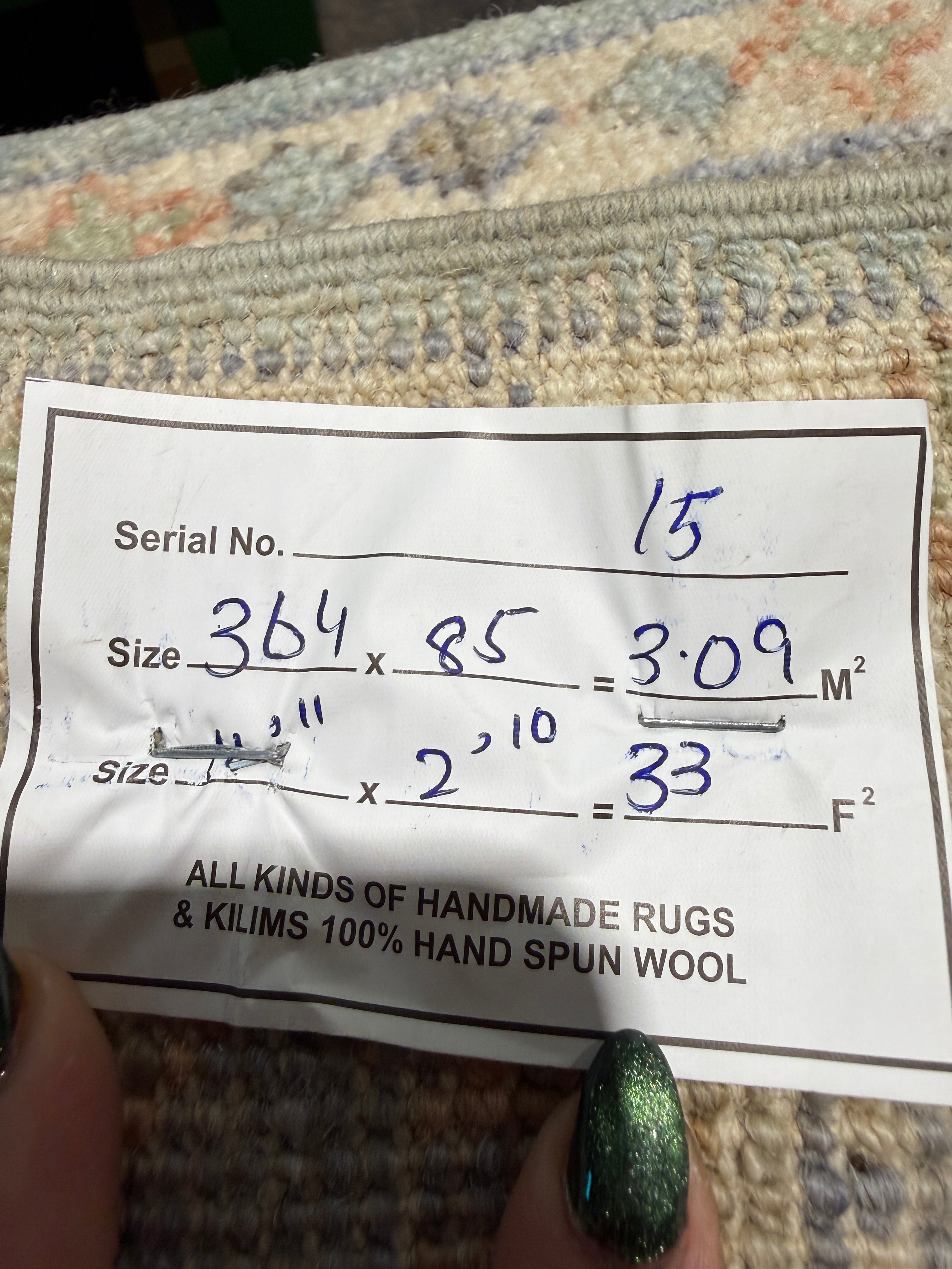 Brittany Spiteri 2.10x11.11 Multi Color Afghani Whitewashed Oushak Runner