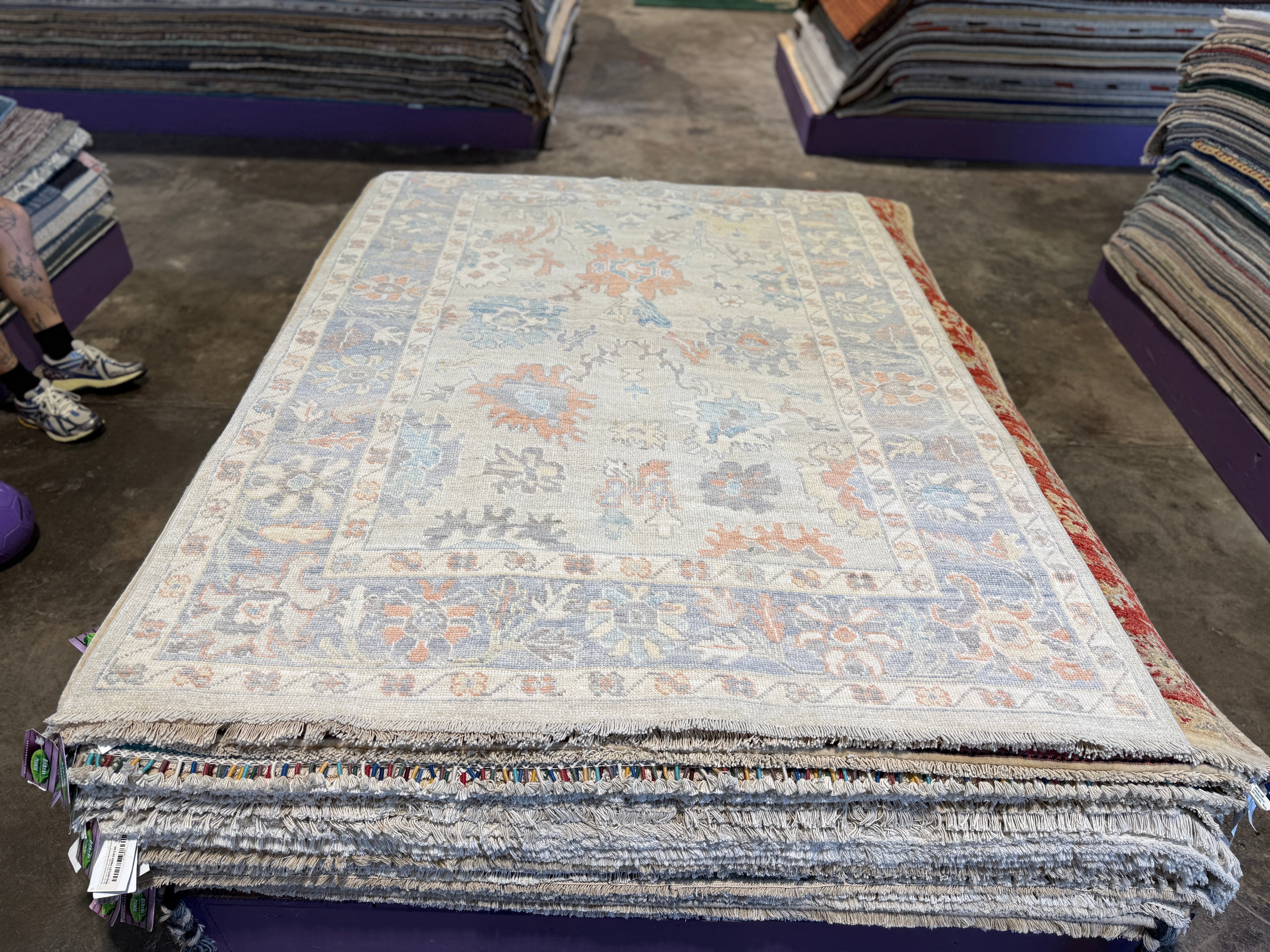 Hannah Storey 4.10x6.10 Multi Color Afghani Whitewashed Oushak