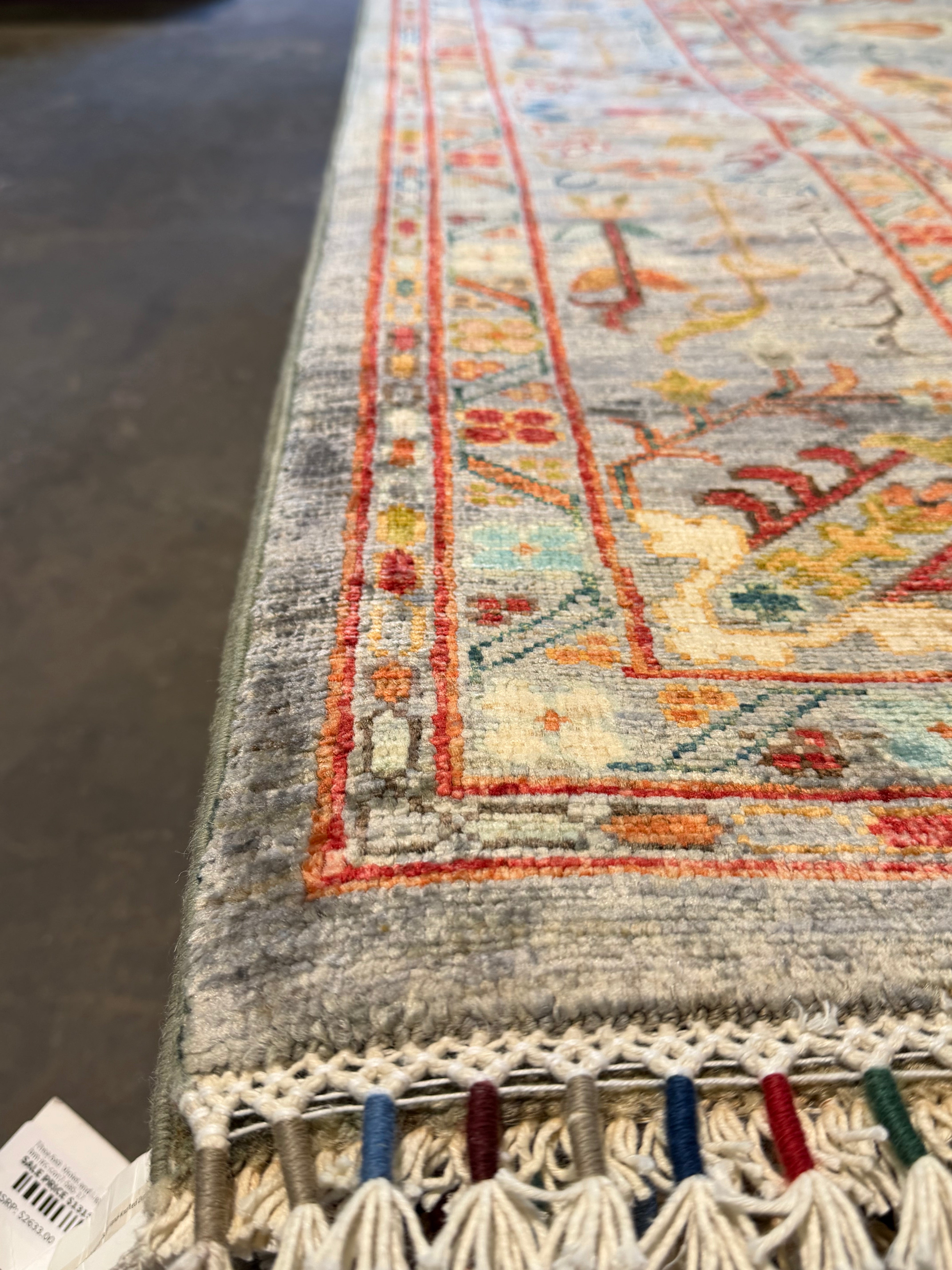 Angie Katsanevas 5.10x8.3 Silver/Grey Afghani Sultani Rug