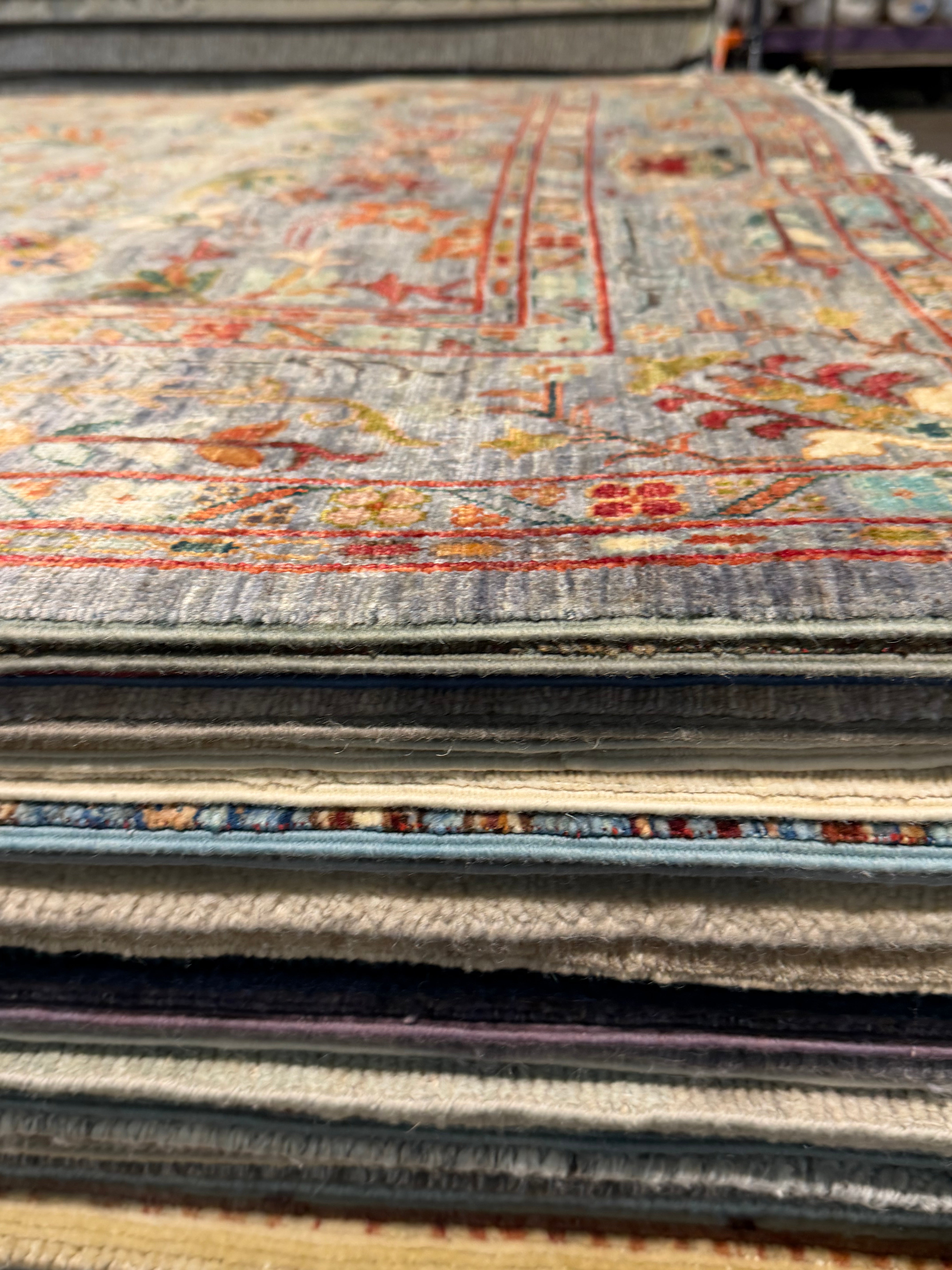 Angie Katsanevas 5.10x8.3 Silver/Grey Afghani Sultani Rug