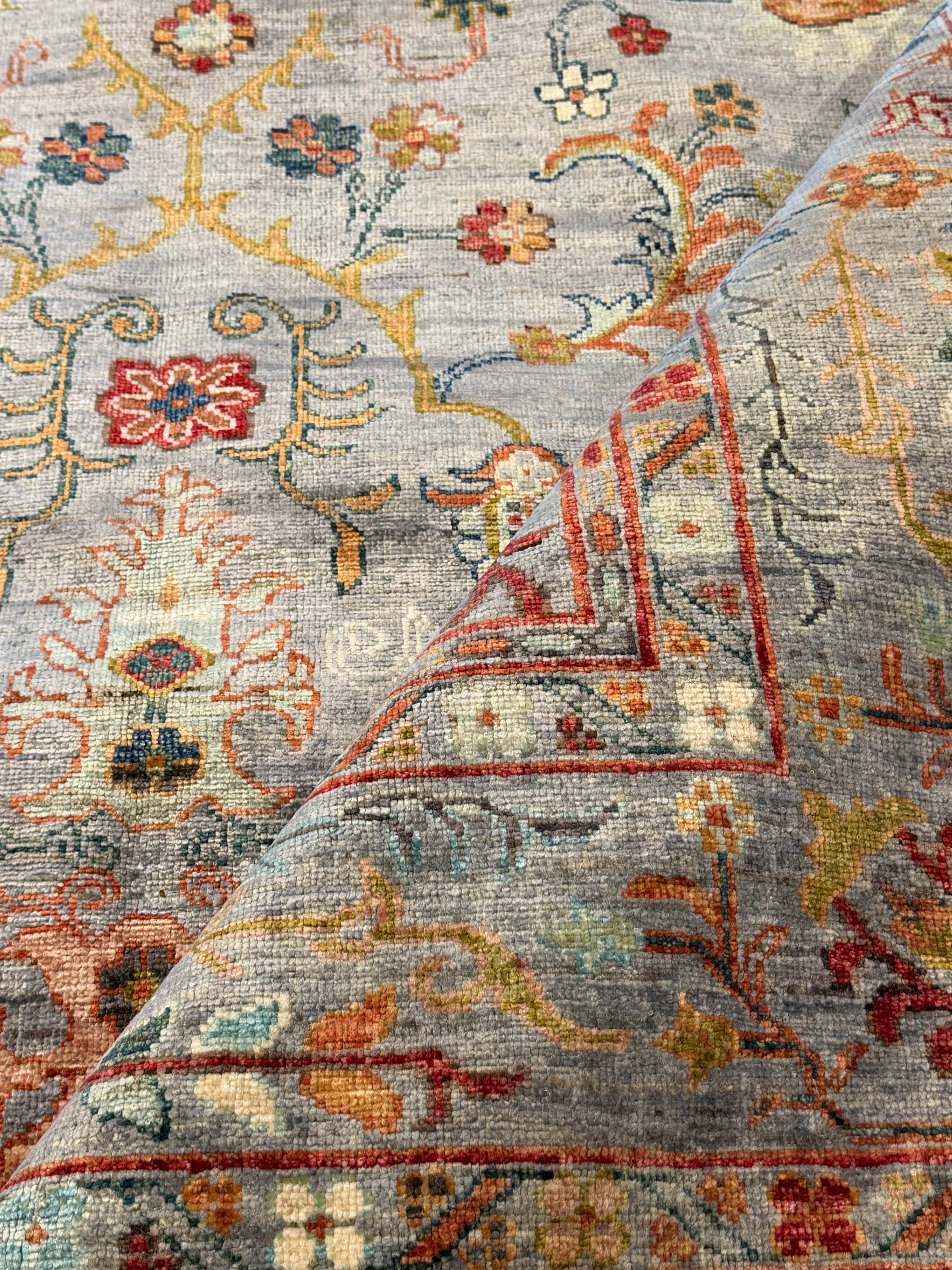 Angie Katsanevas 5.10x8.3 Silver/Grey Afghani Sultani Rug