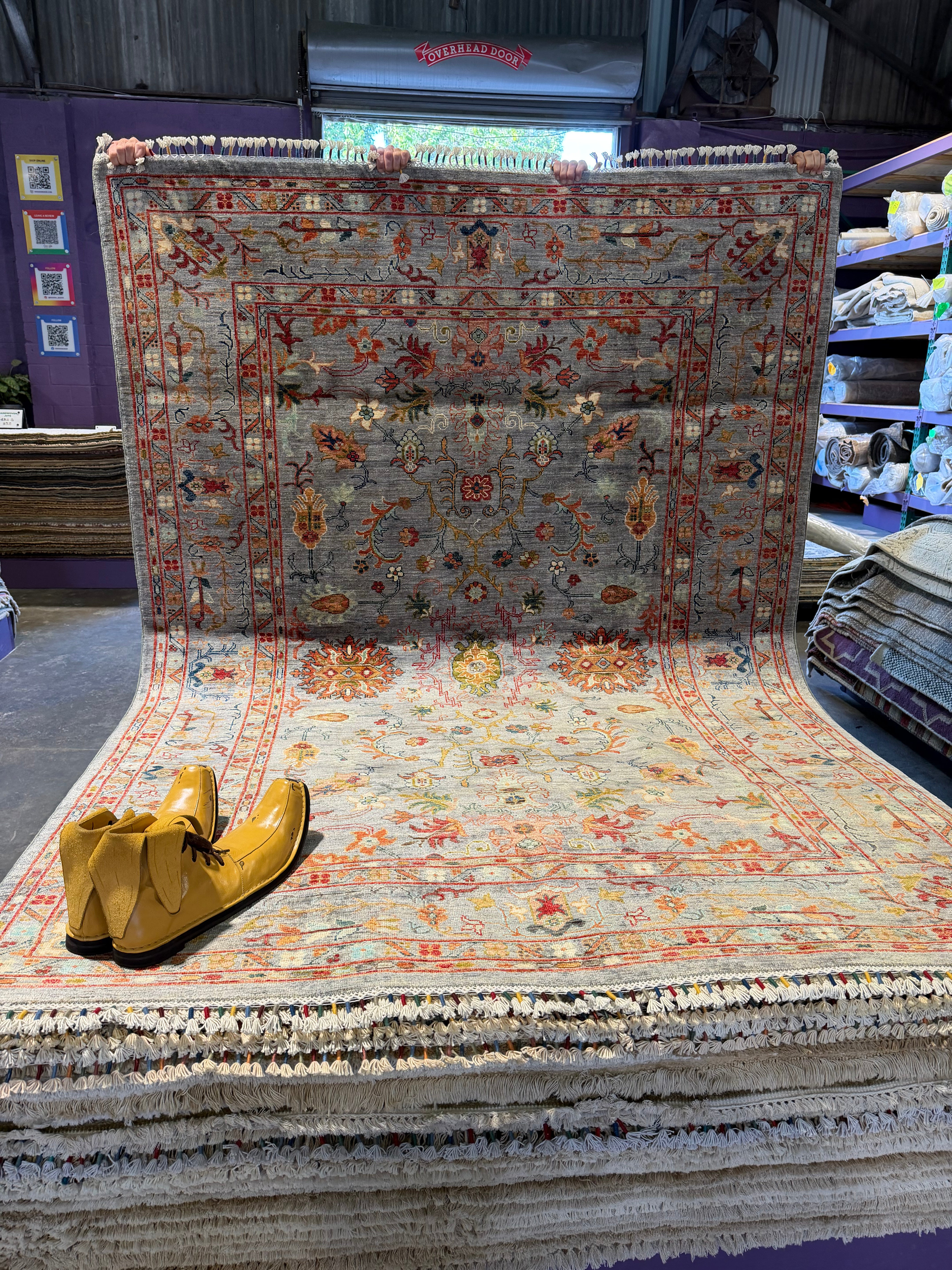 Angie Katsanevas 5.10x8.3 Silver/Grey Afghani Sultani Rug