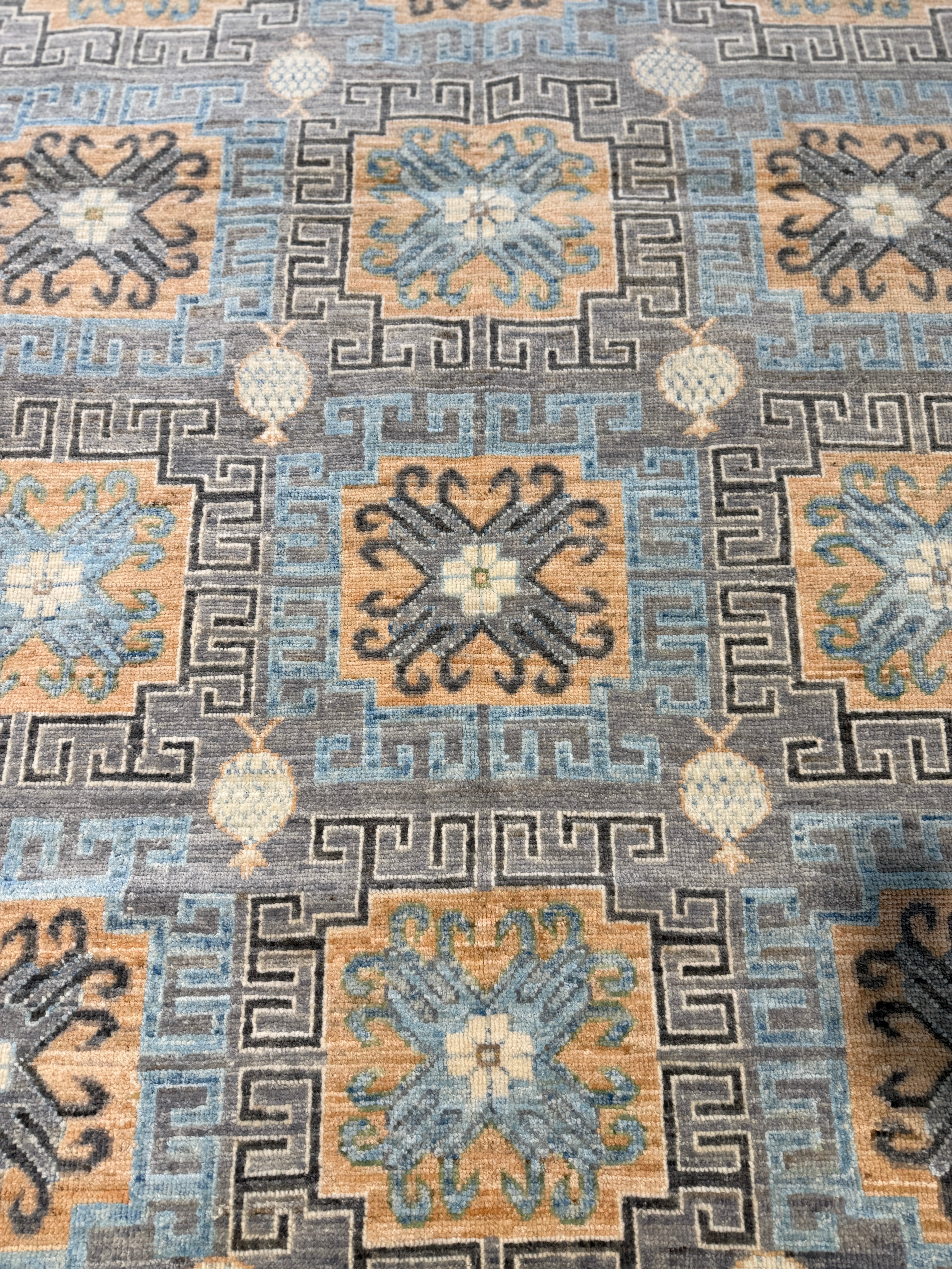 Joan Gregson 6.3x9.2 Blue Afghani Whitewashed Oushak