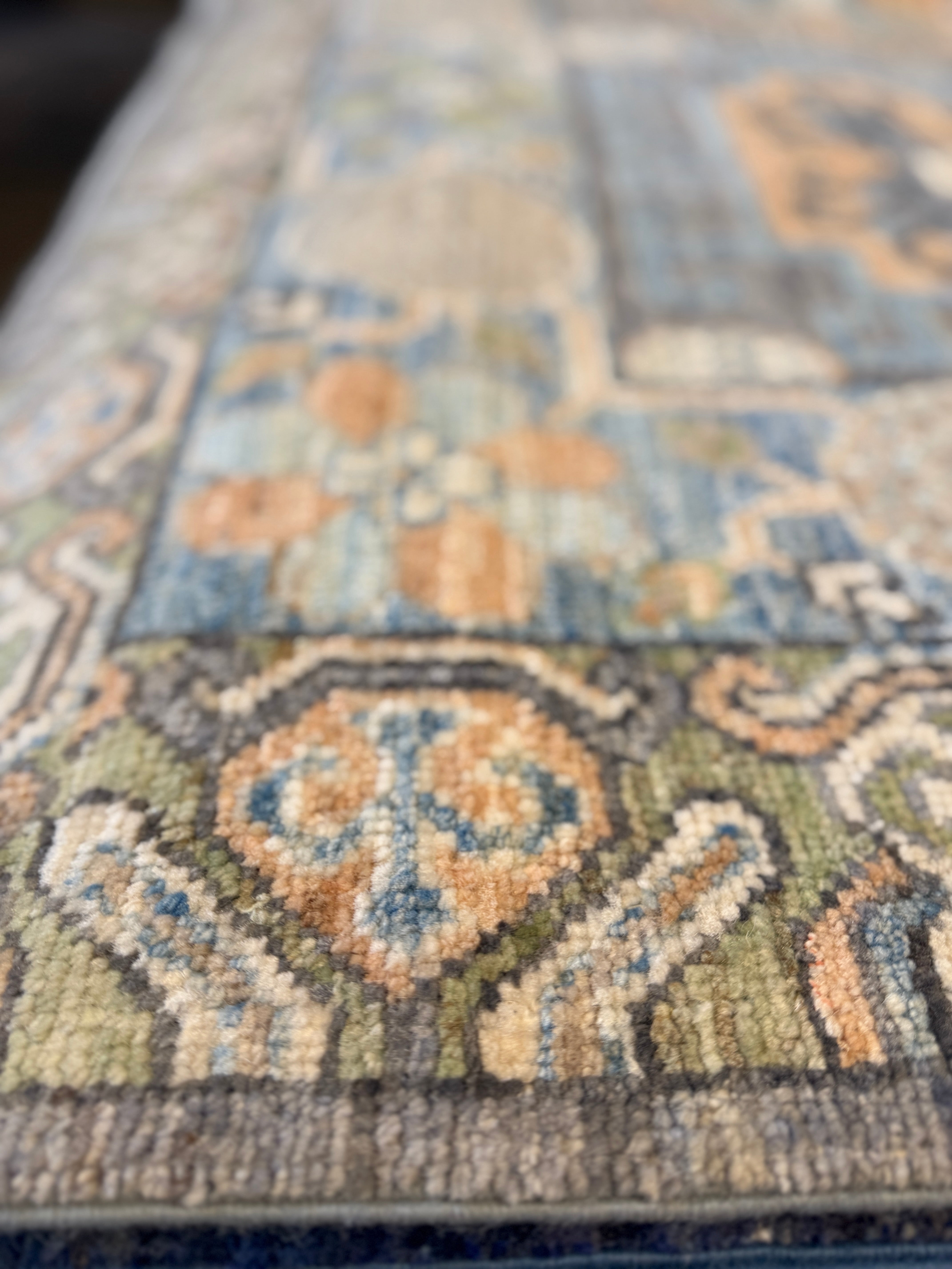 Joan Gregson 6.3x9.2 Blue Afghani Whitewashed Oushak