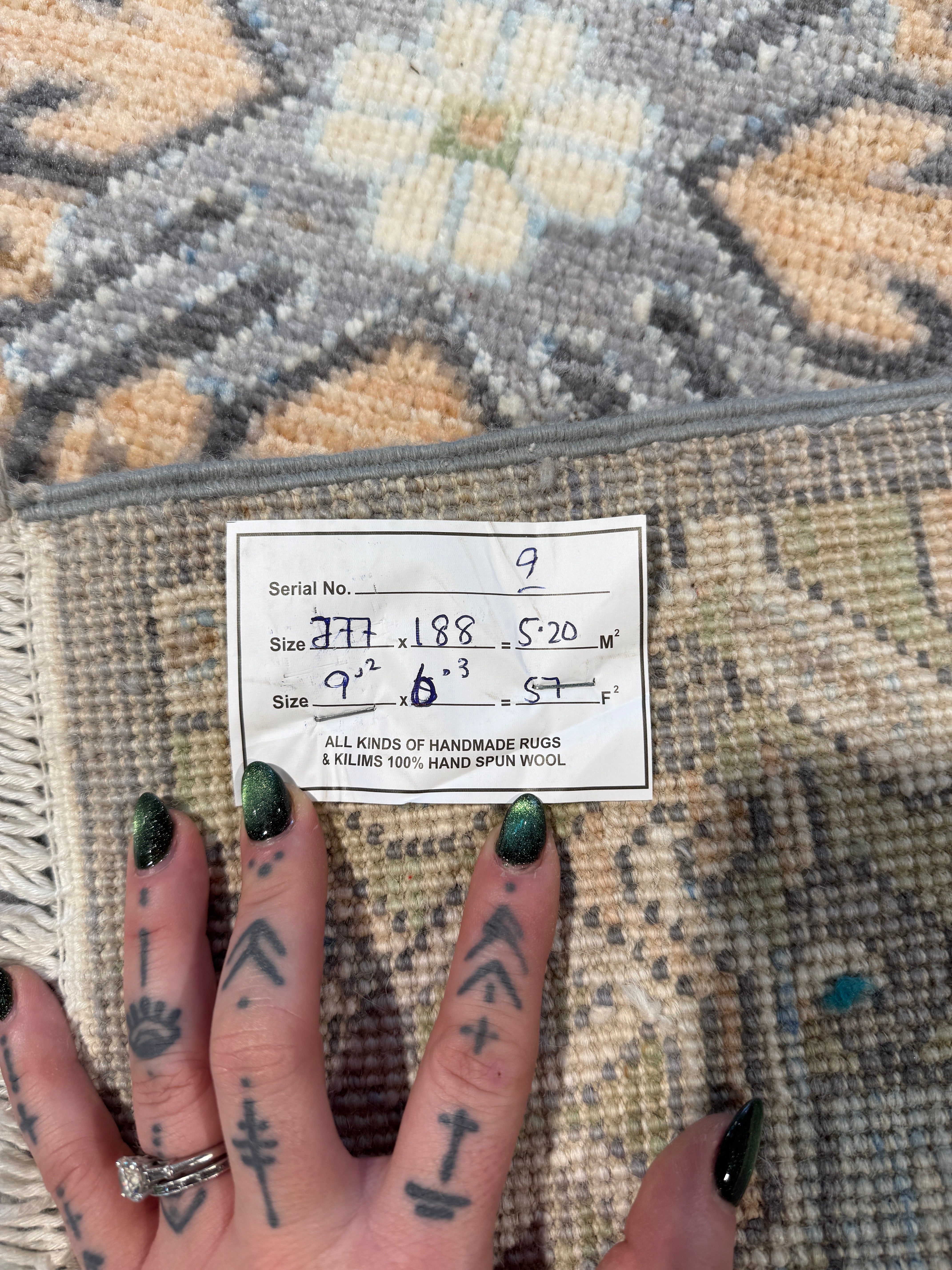 Joan Gregson 6.3x9.2 Blue Afghani Whitewashed Oushak