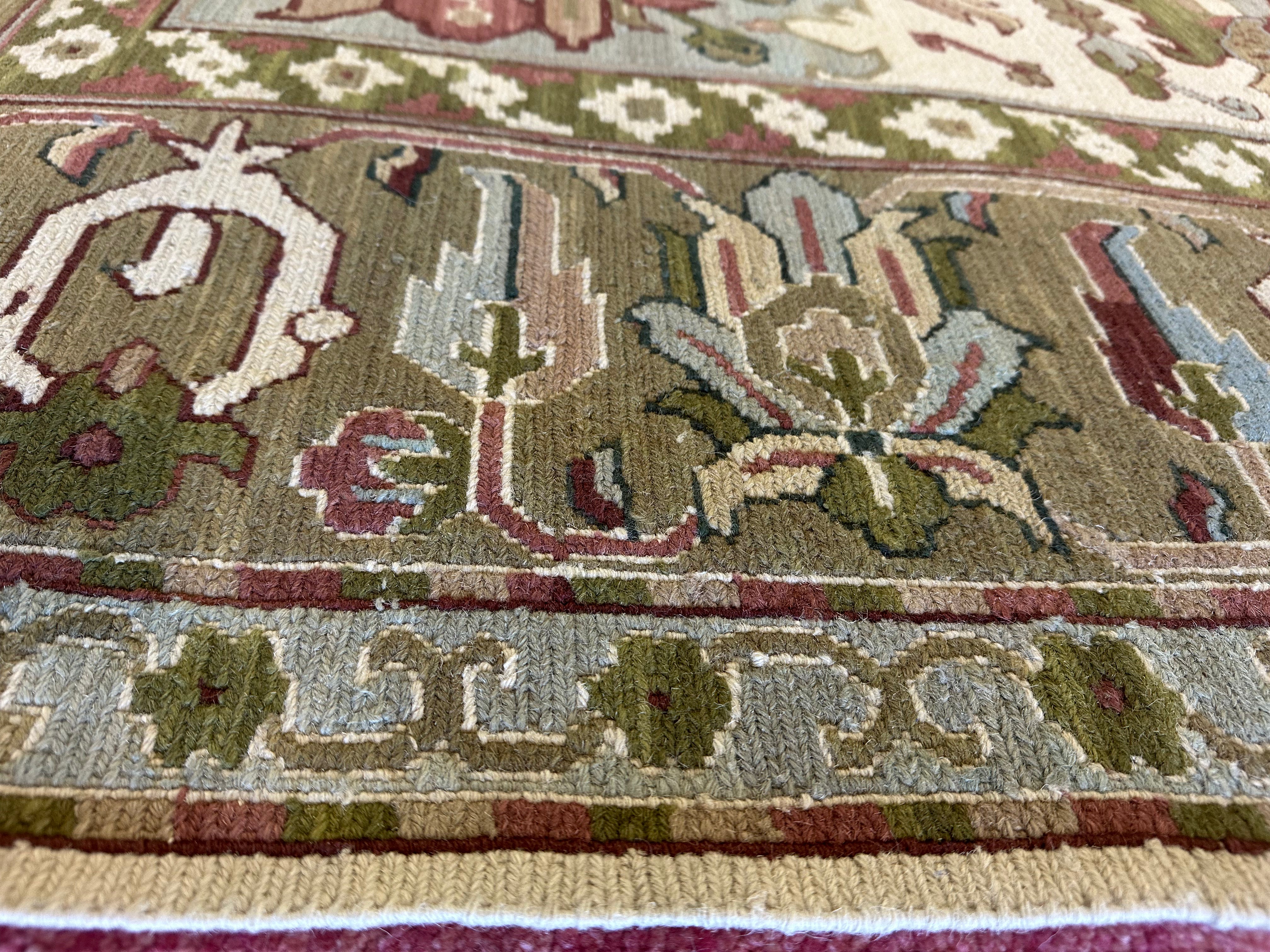 Patricia Altschul 8.8x11.8 Ivory and Green Soumak Rug - CLEARANCE 30% off