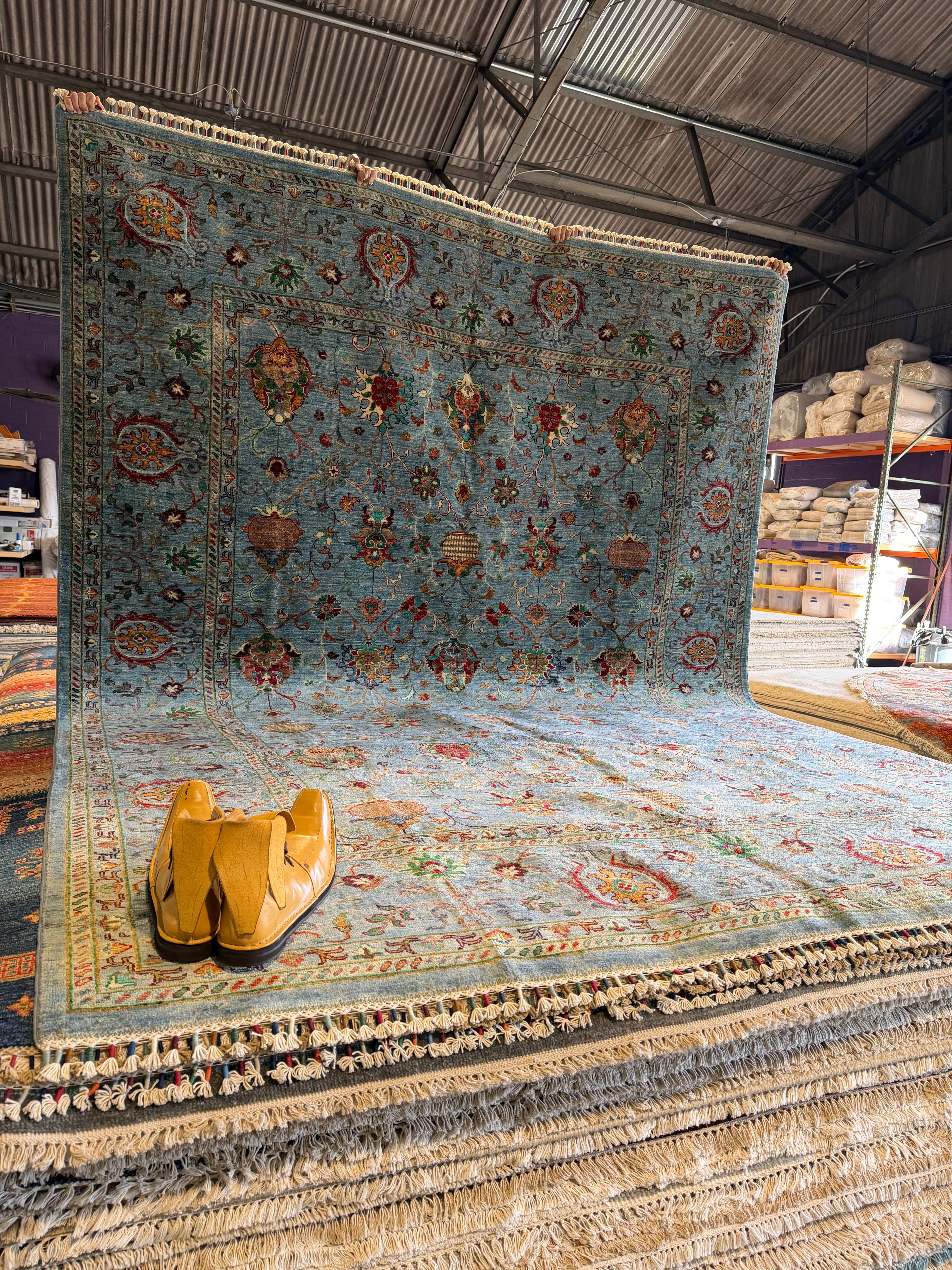 Taleen 8.4x11.12 Blue Afghani Sultani Rug