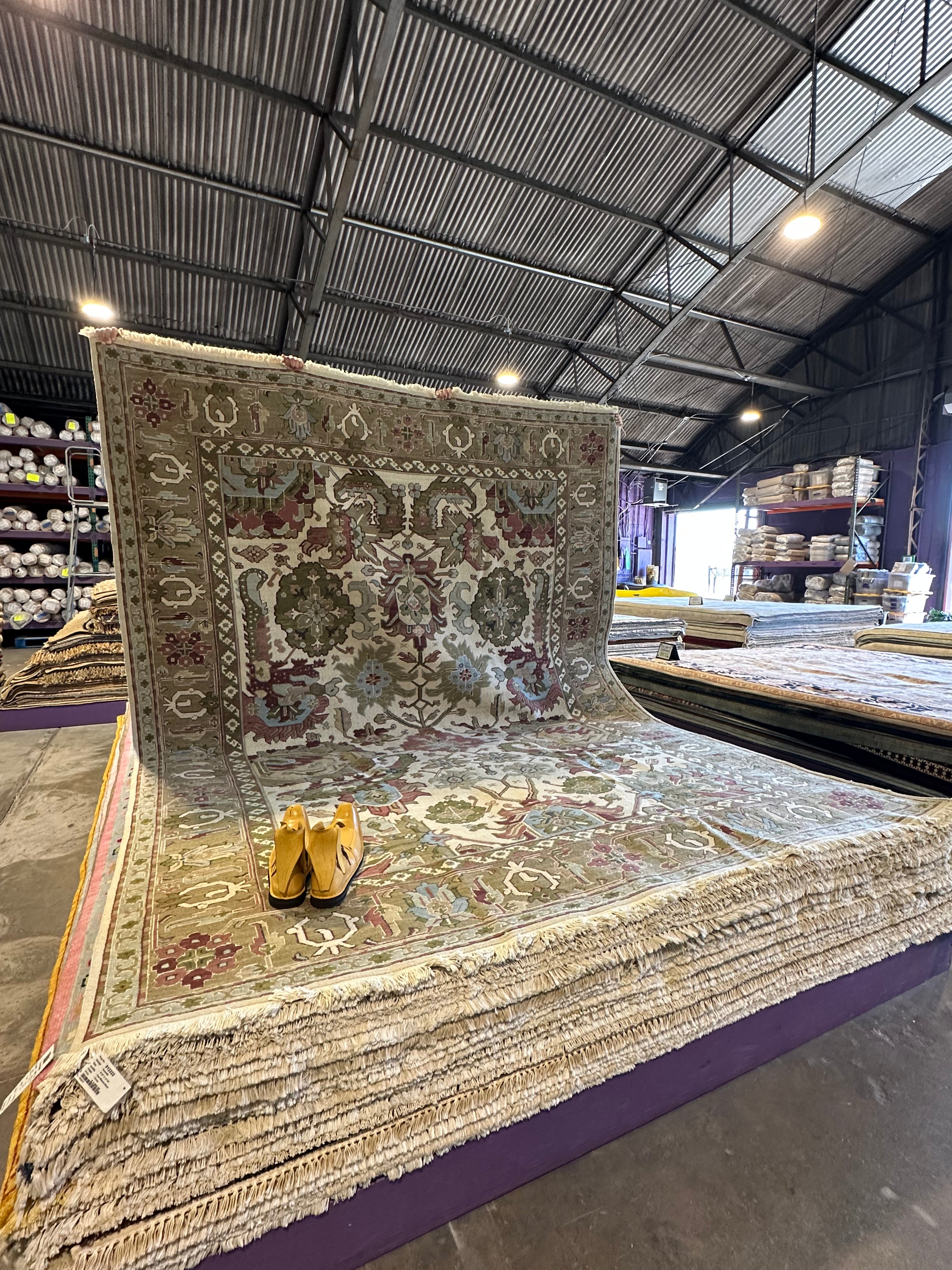 Patricia Altschul 8.8x11.8 Ivory and Green Soumak Rug - CLEARANCE 30% off