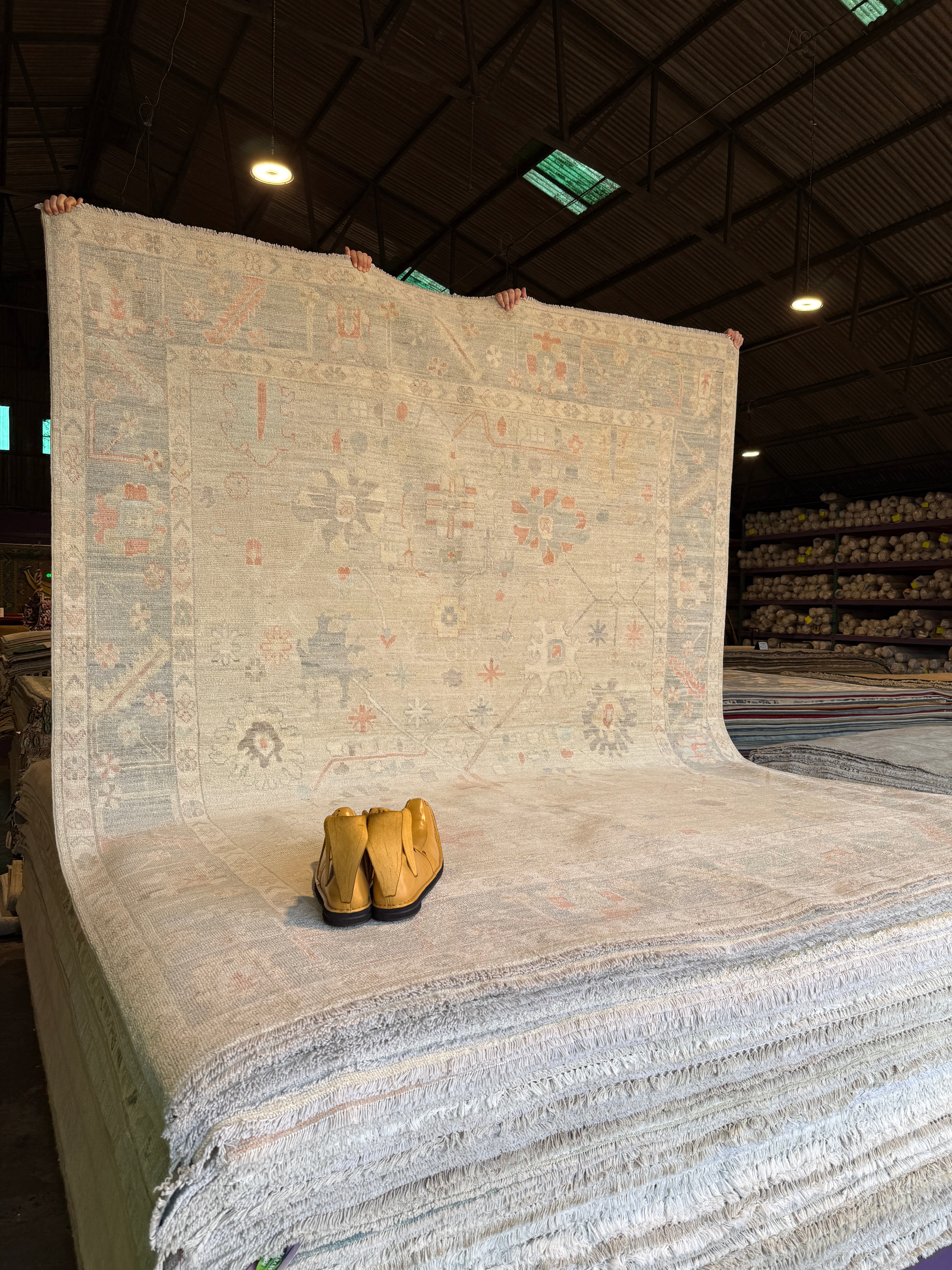 Alixandra Fuchs 8.2x10 Blue Afghani Whitewashed Oushak