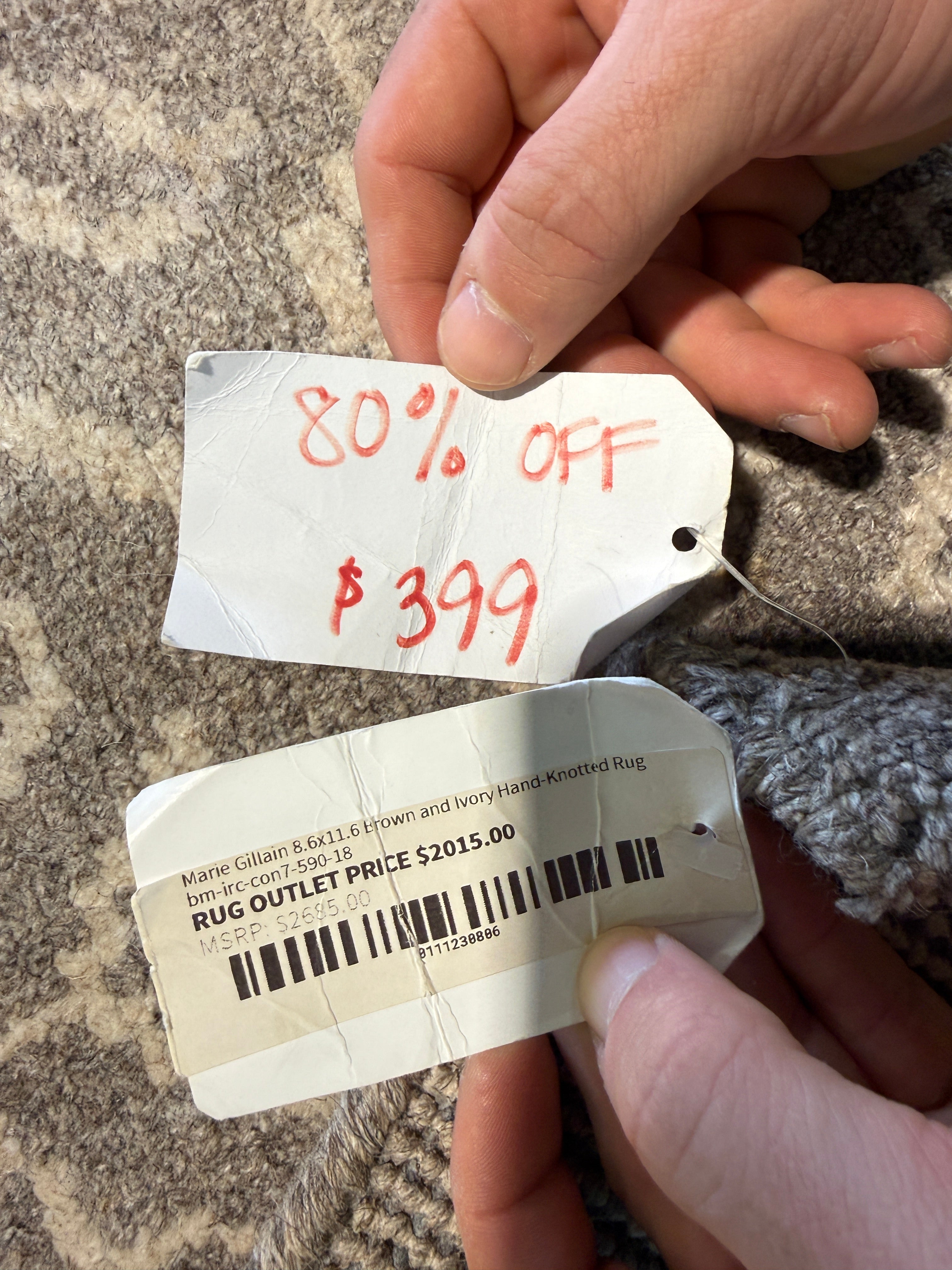 Marie Gillain 8.6x11.6 Brown and Ivory Hand-Knotted Rug CLEARANCE