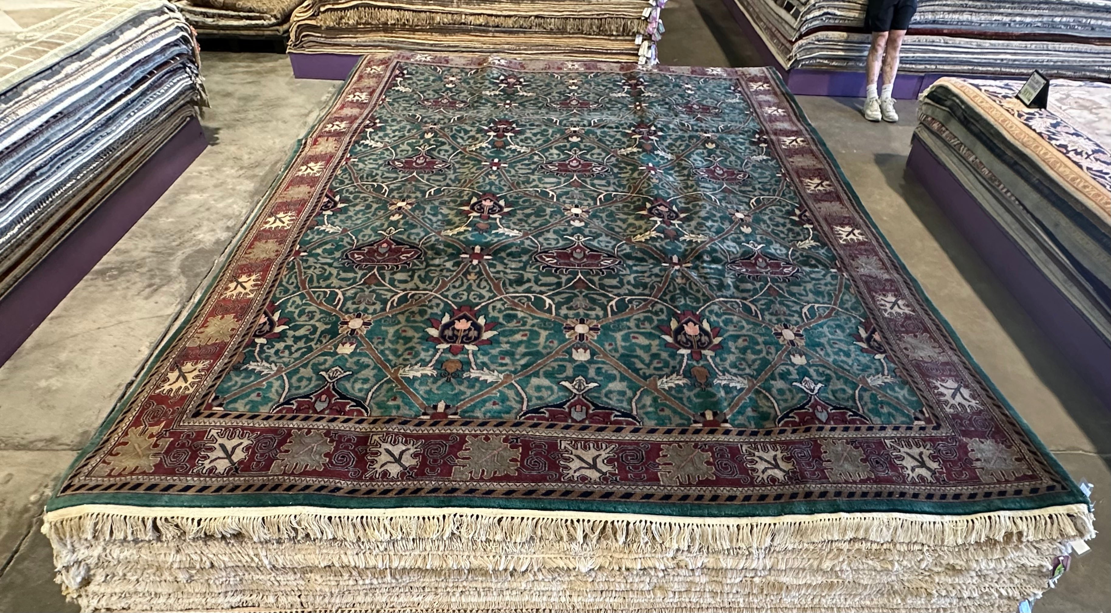 MyLinh Bender 8.8x11.9 Green Kashan Rug - CLEARANCE 30% off