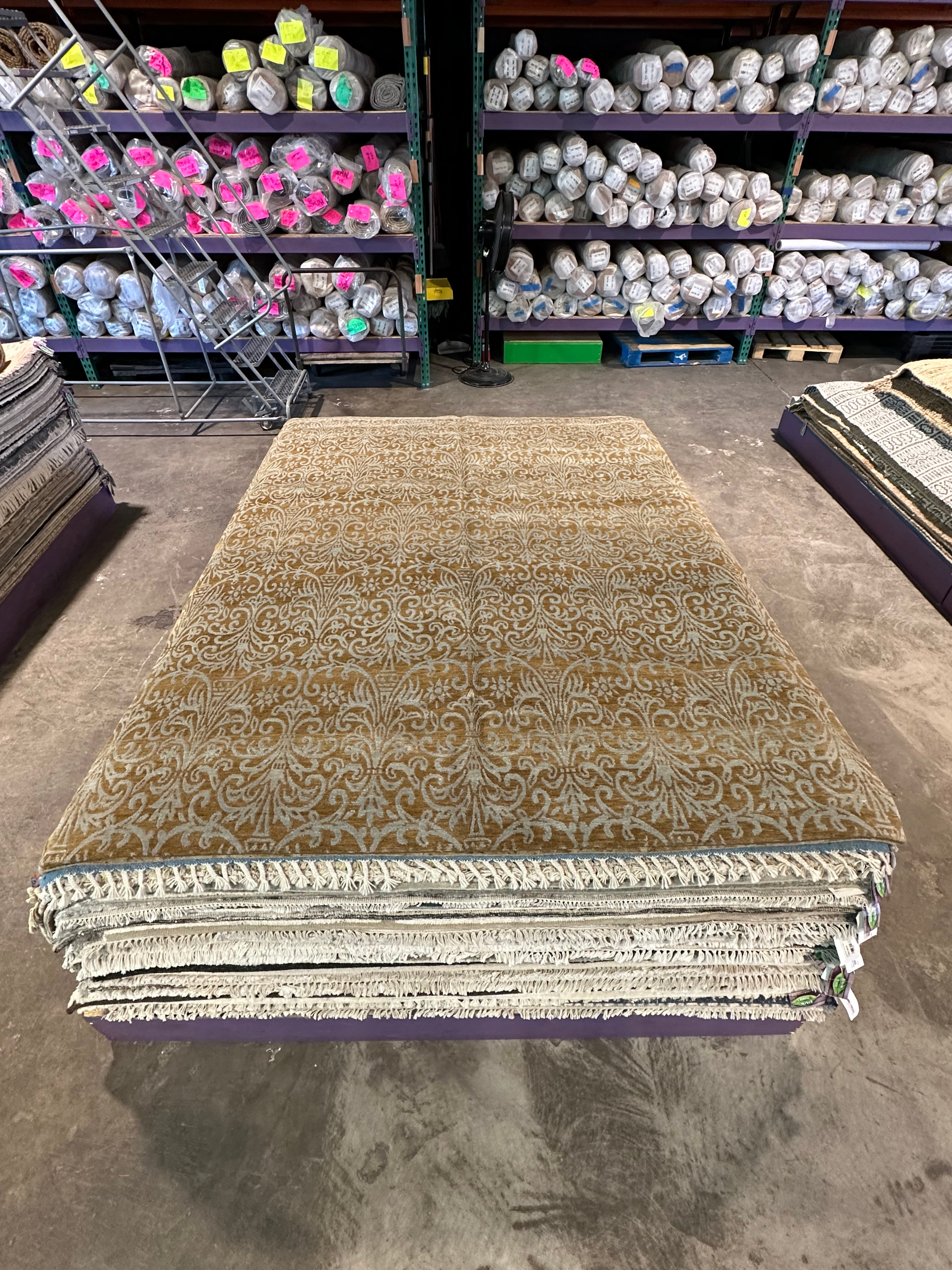 Jarrett Thomas 6x9 Wrought Iron Mocha Blue Tibetan Rug