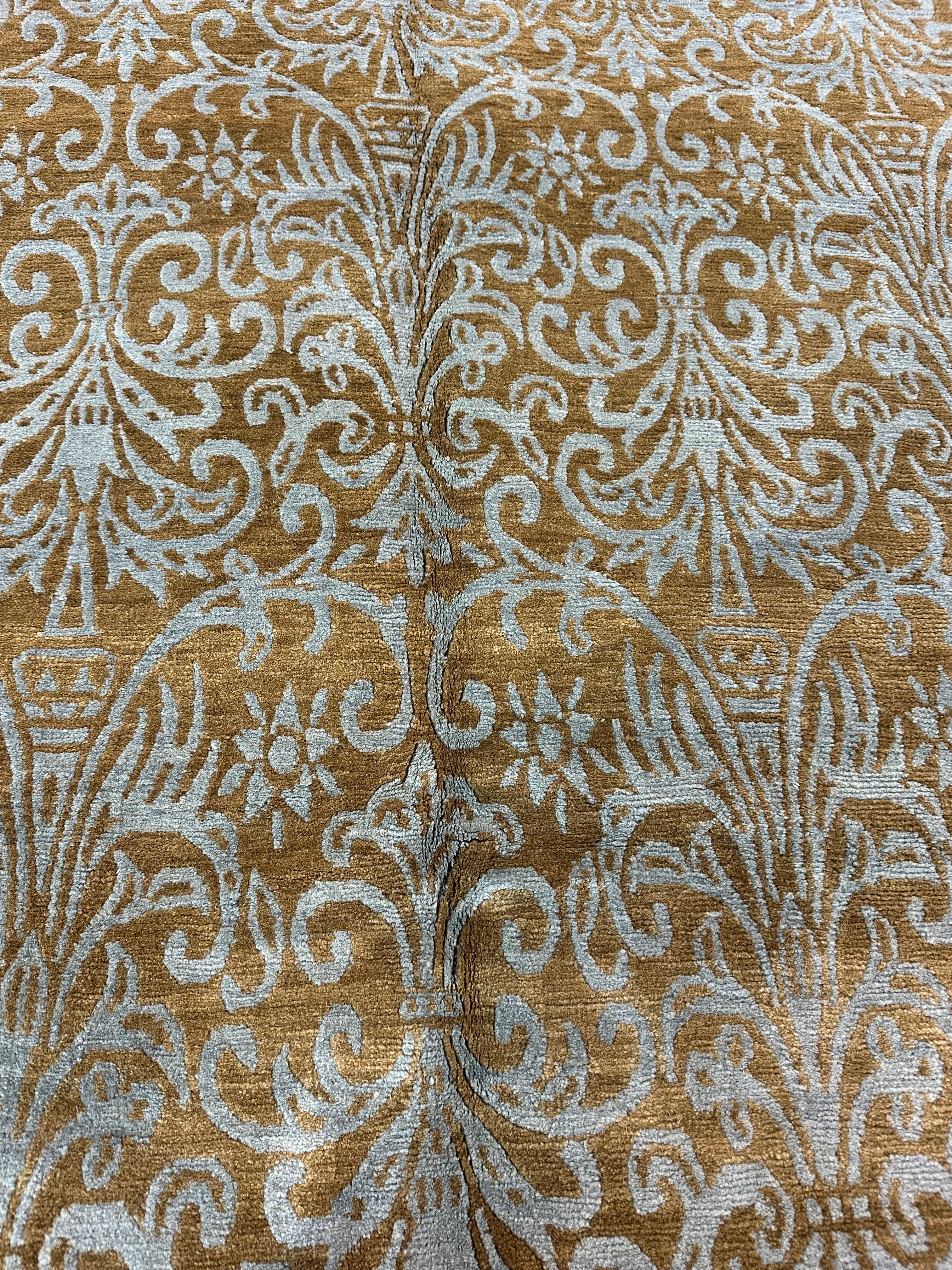 Jarrett Thomas 6x9 Wrought Iron Mocha Blue Tibetan Rug