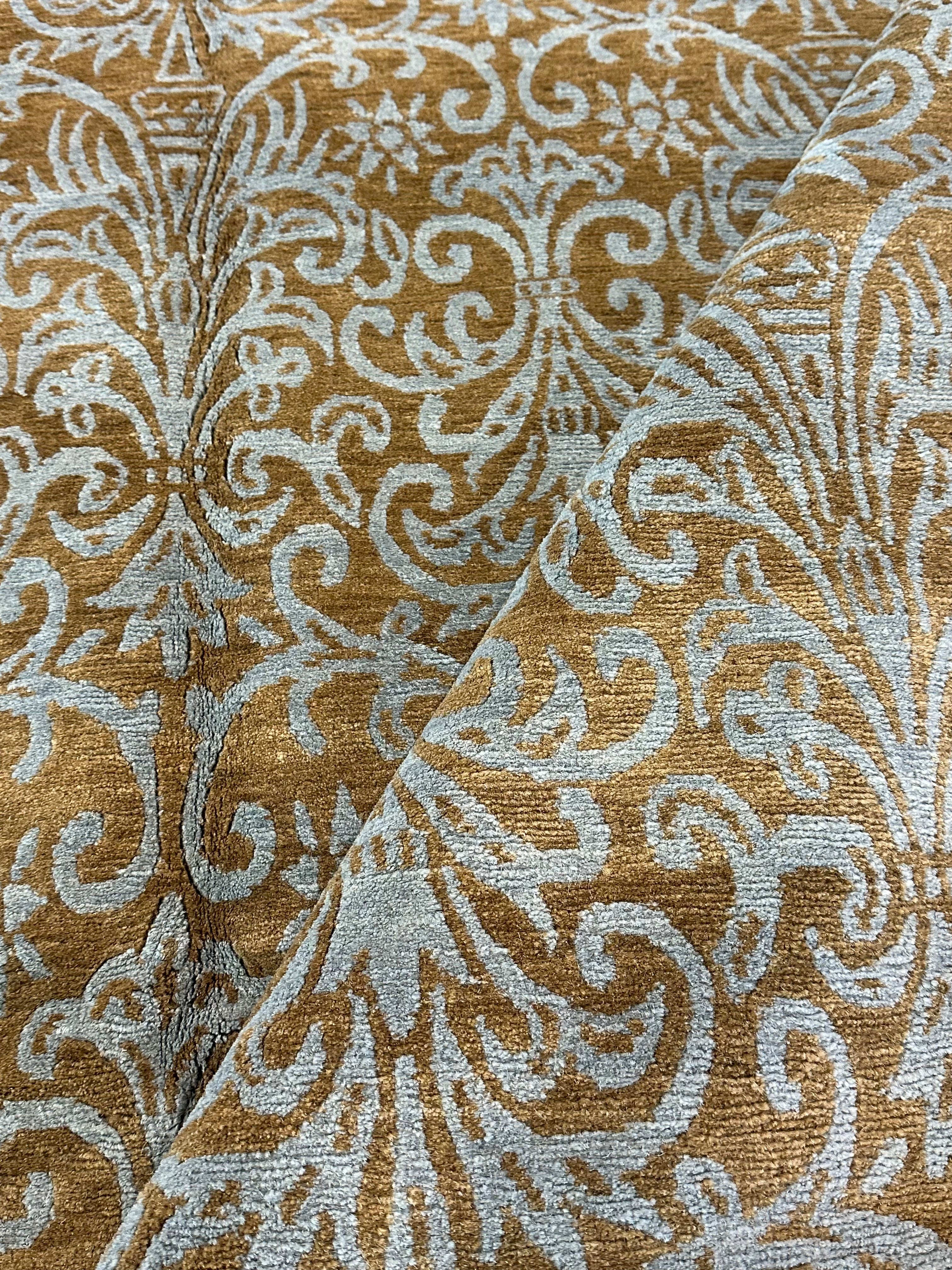 Jarrett Thomas 6x9 Wrought Iron Mocha Blue Tibetan Rug