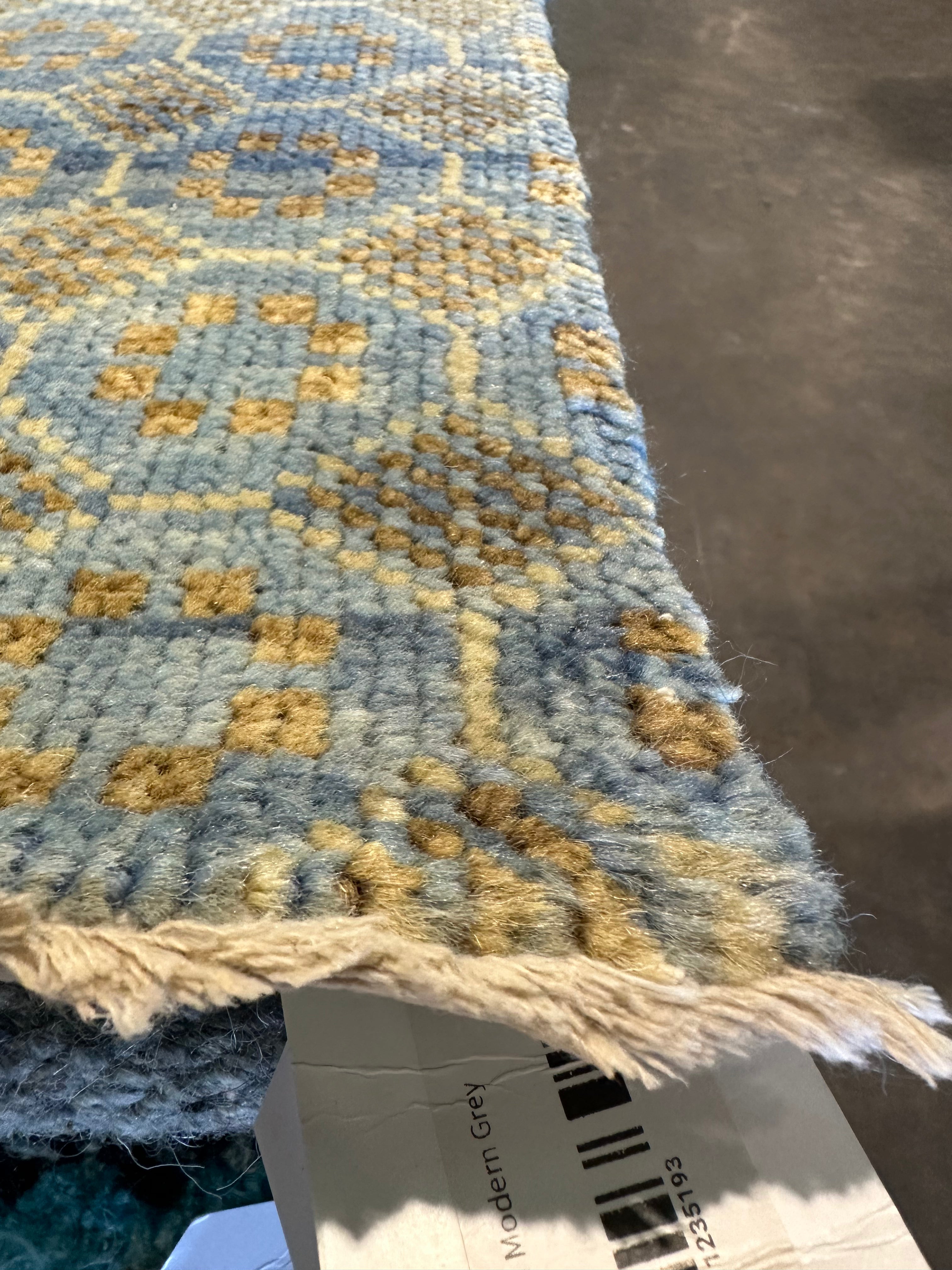 Santino Fontana 8x10 Blue Hand-Knotted Modern Style Rug