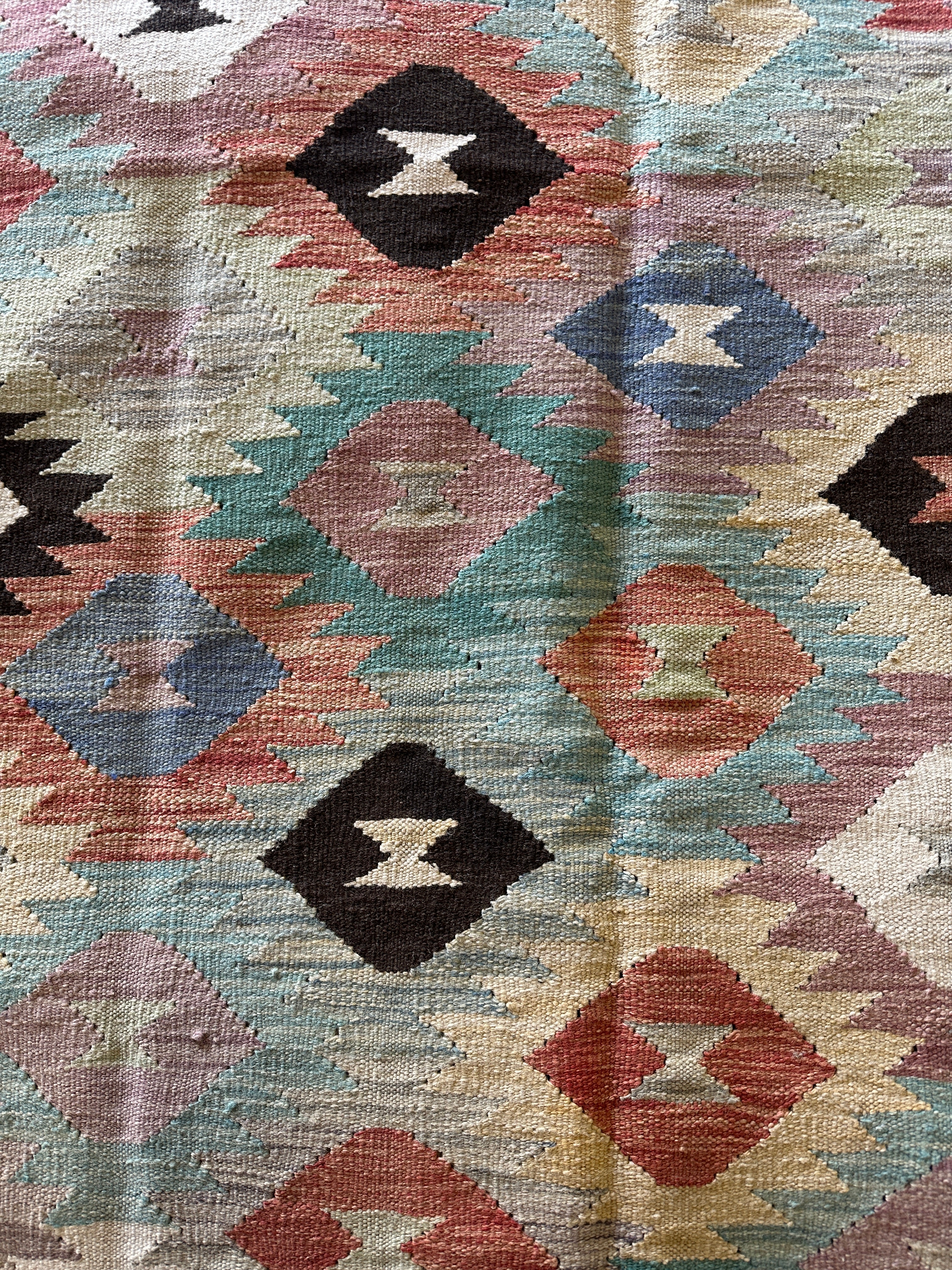 Bart Bass 6.4x9.7 Hand-Woven Durrie Multi-Colored Afghani Kilim