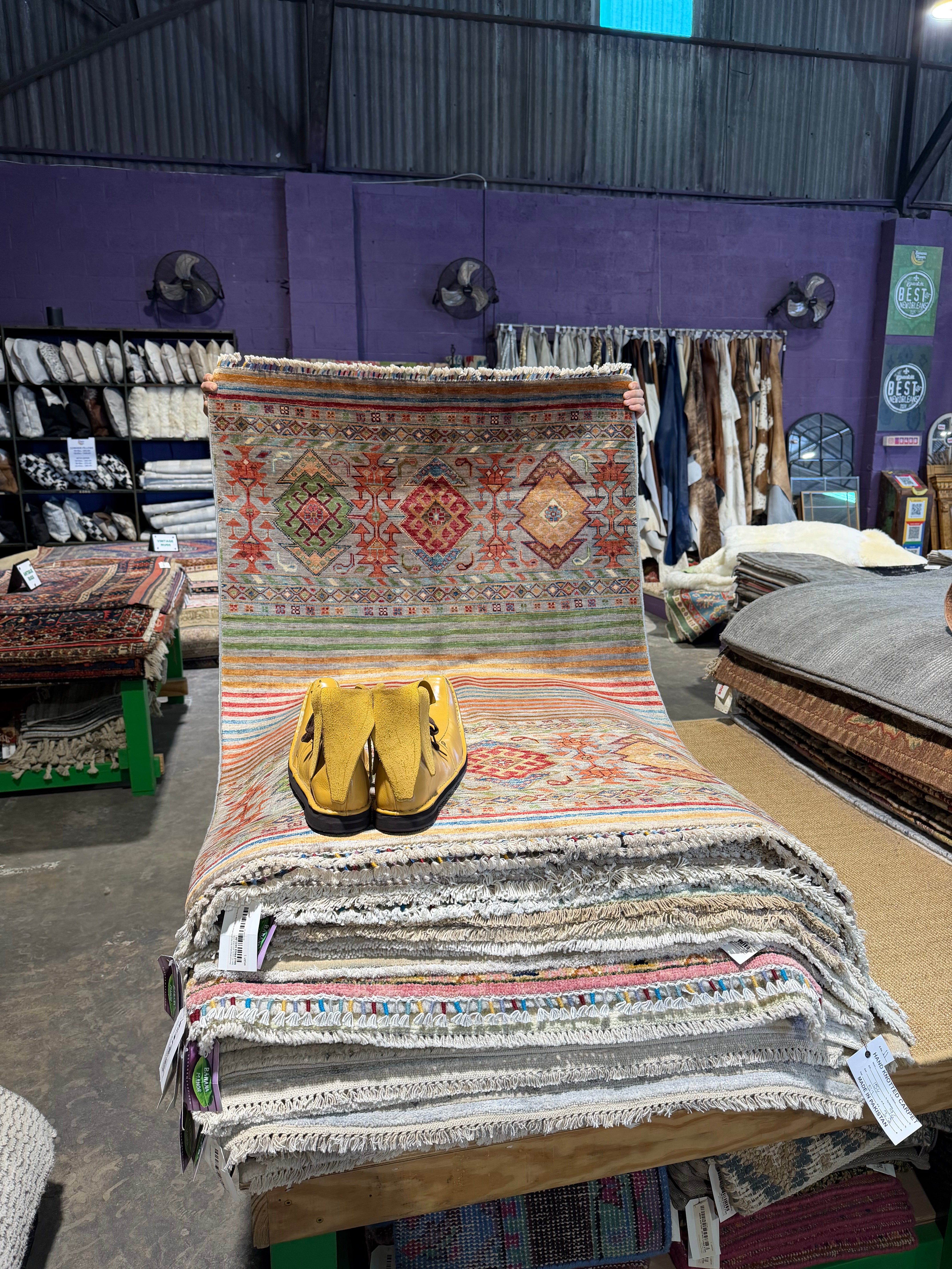 Ashlyn Stallings 3.3x5.3 Silver/Grey Afghani Khorjin Rug