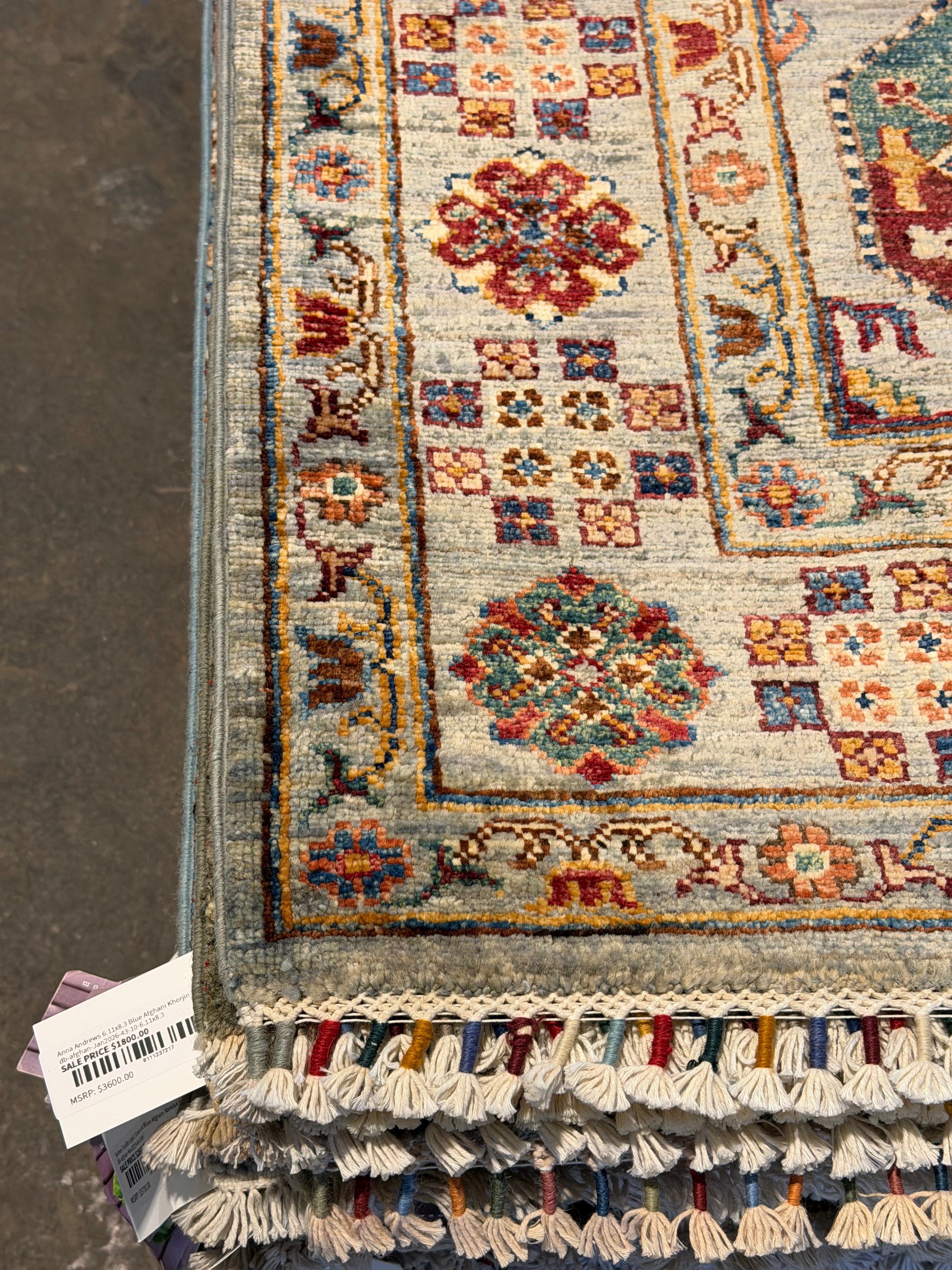 Jennie Nguyen 5.8x8.2 Silver/Grey Afghani Waziri Rug