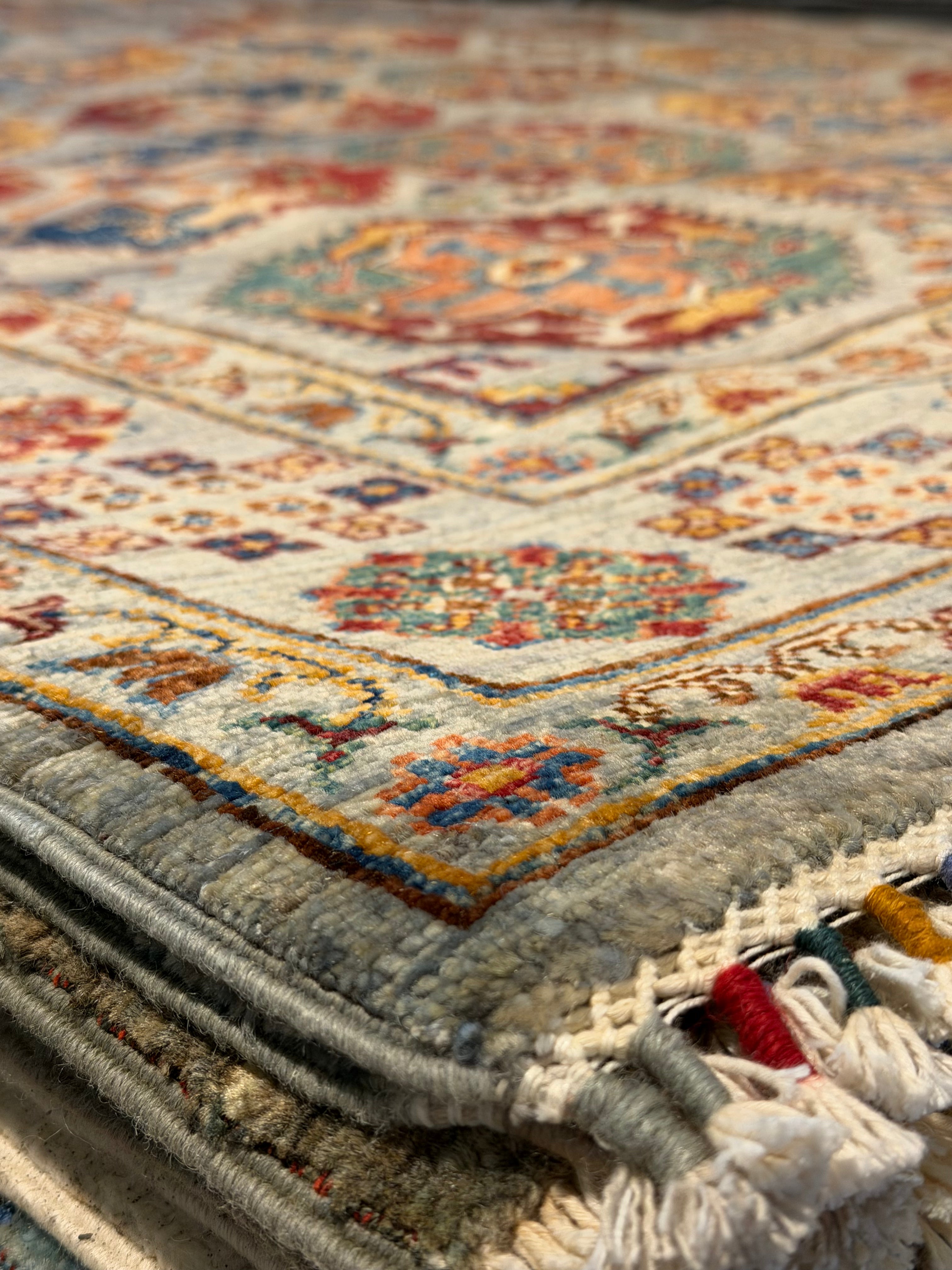 Jennie Nguyen 5.8x8.2 Silver/Grey Afghani Waziri Rug