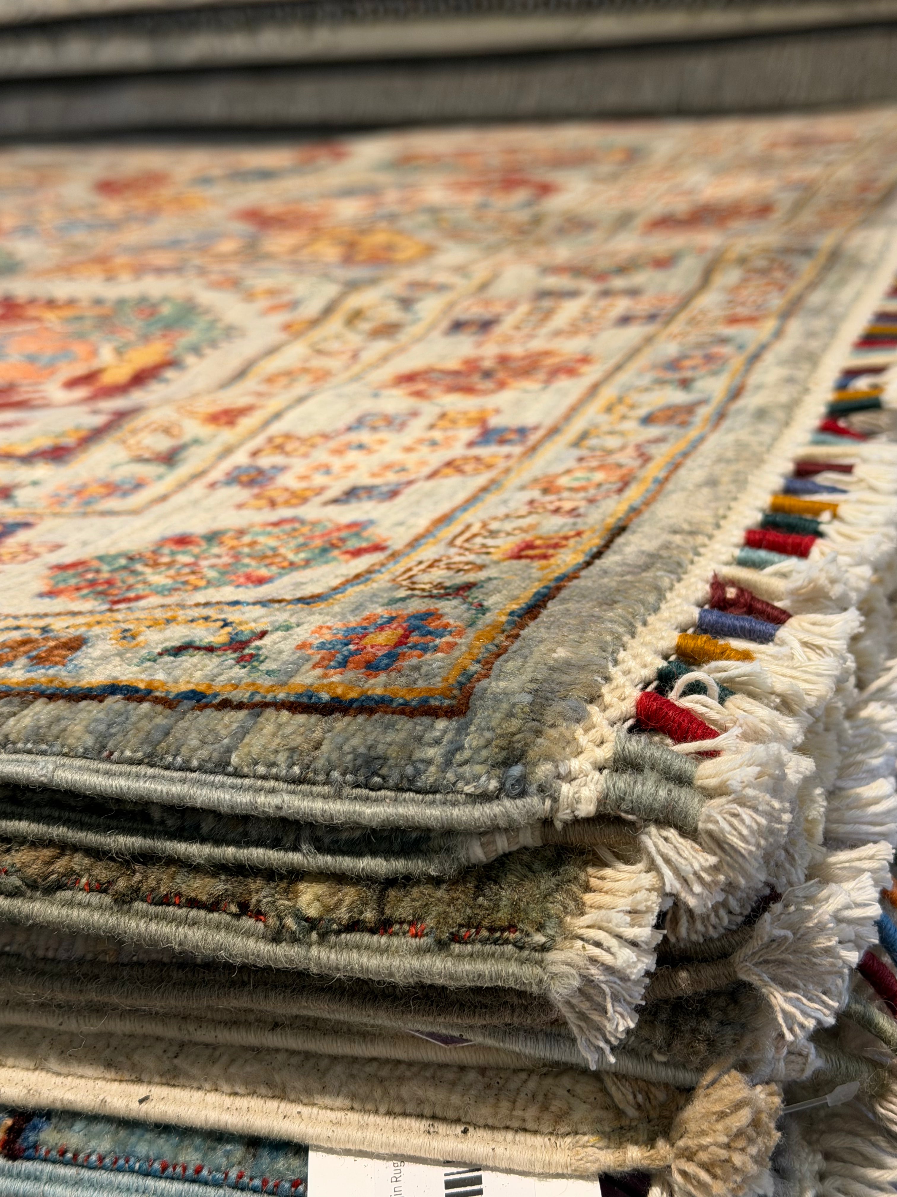 Jennie Nguyen 5.8x8.2 Silver/Grey Afghani Waziri Rug