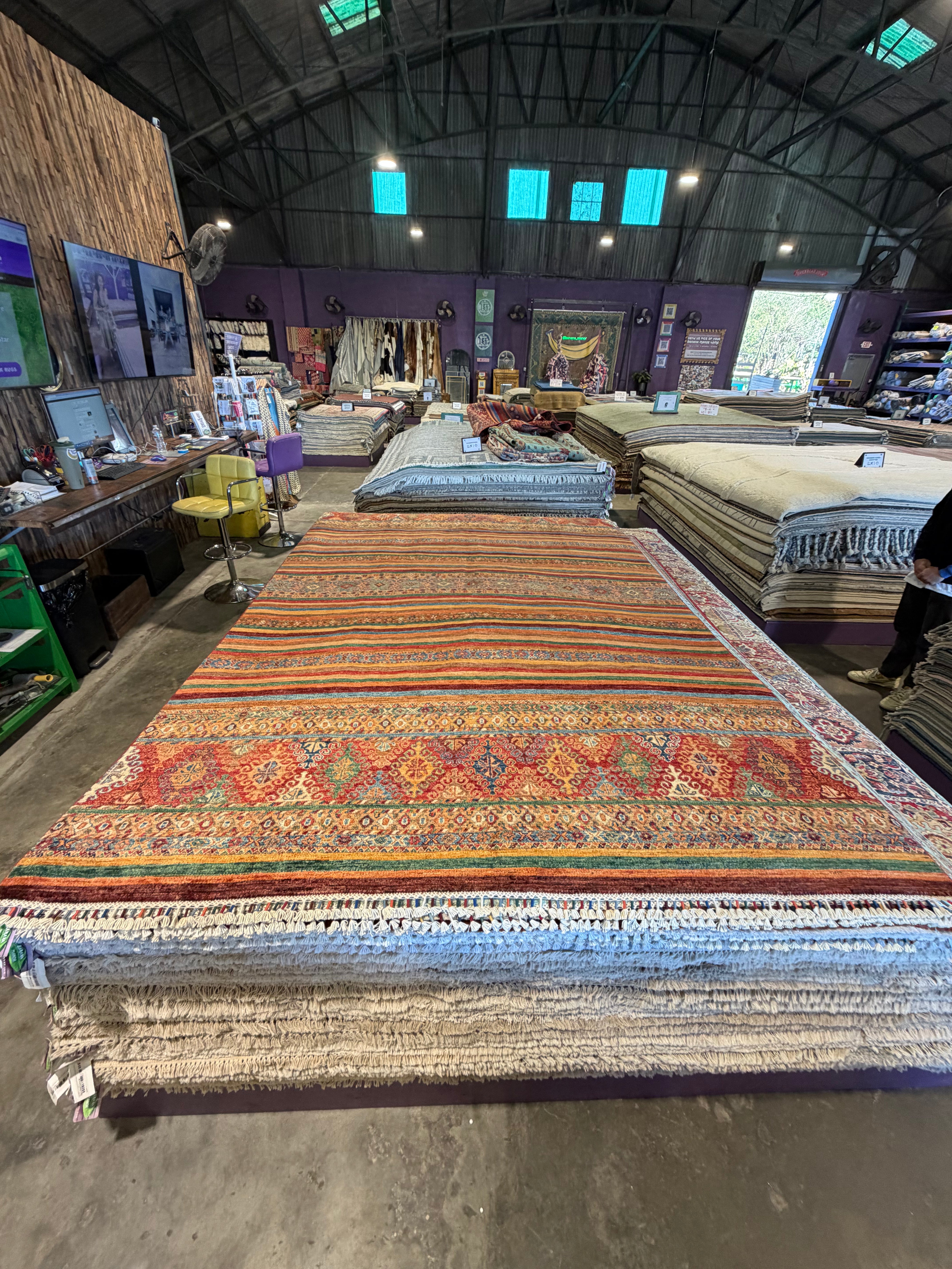 Diana Lovell 6.7x10.5 Orange Afghani Khorjin Rug