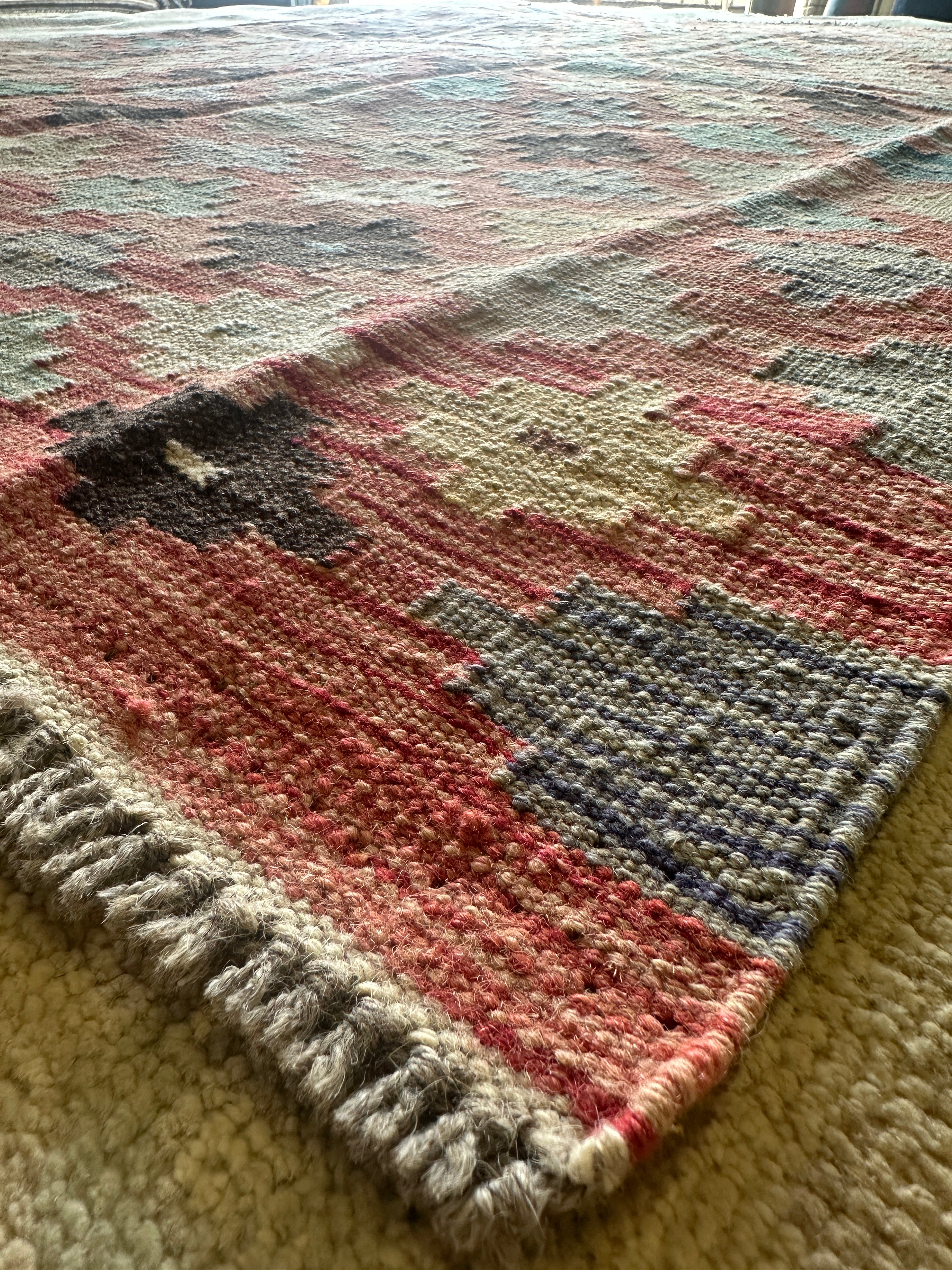 Matthew Settle 4.11x6.6 Hand-Woven Durrie Multi-Colored Afghani Kilim