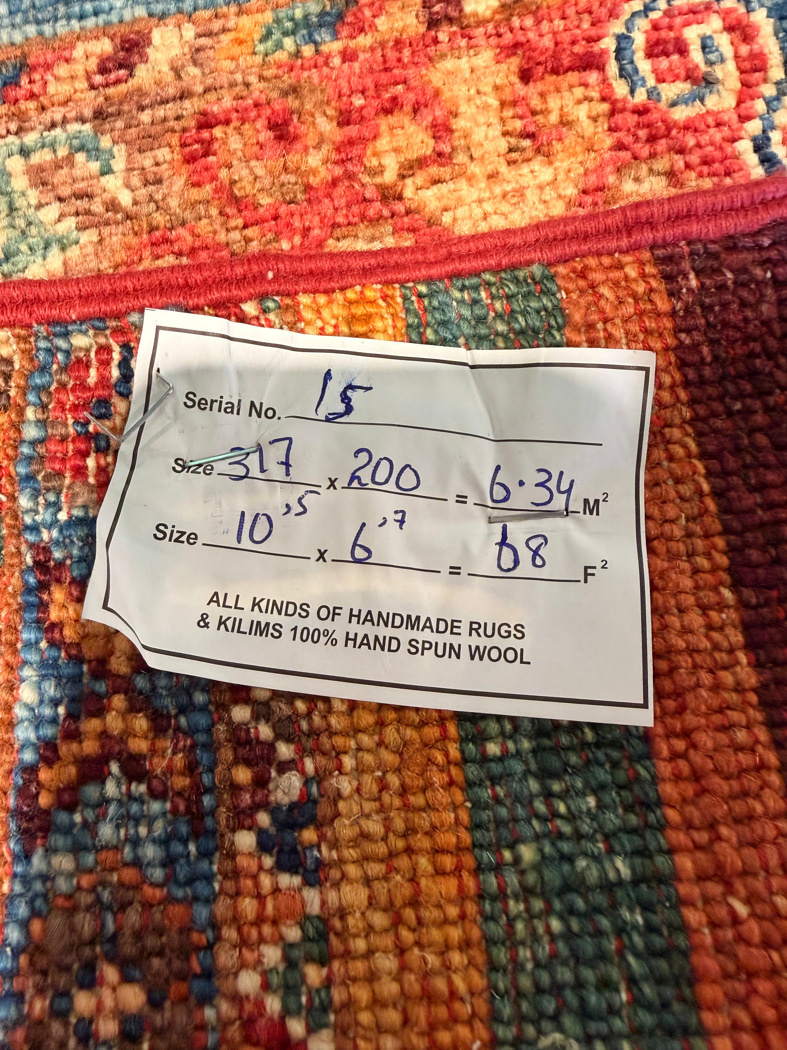 Diana Lovell 6.7x10.5 Orange Afghani Khorjin Rug