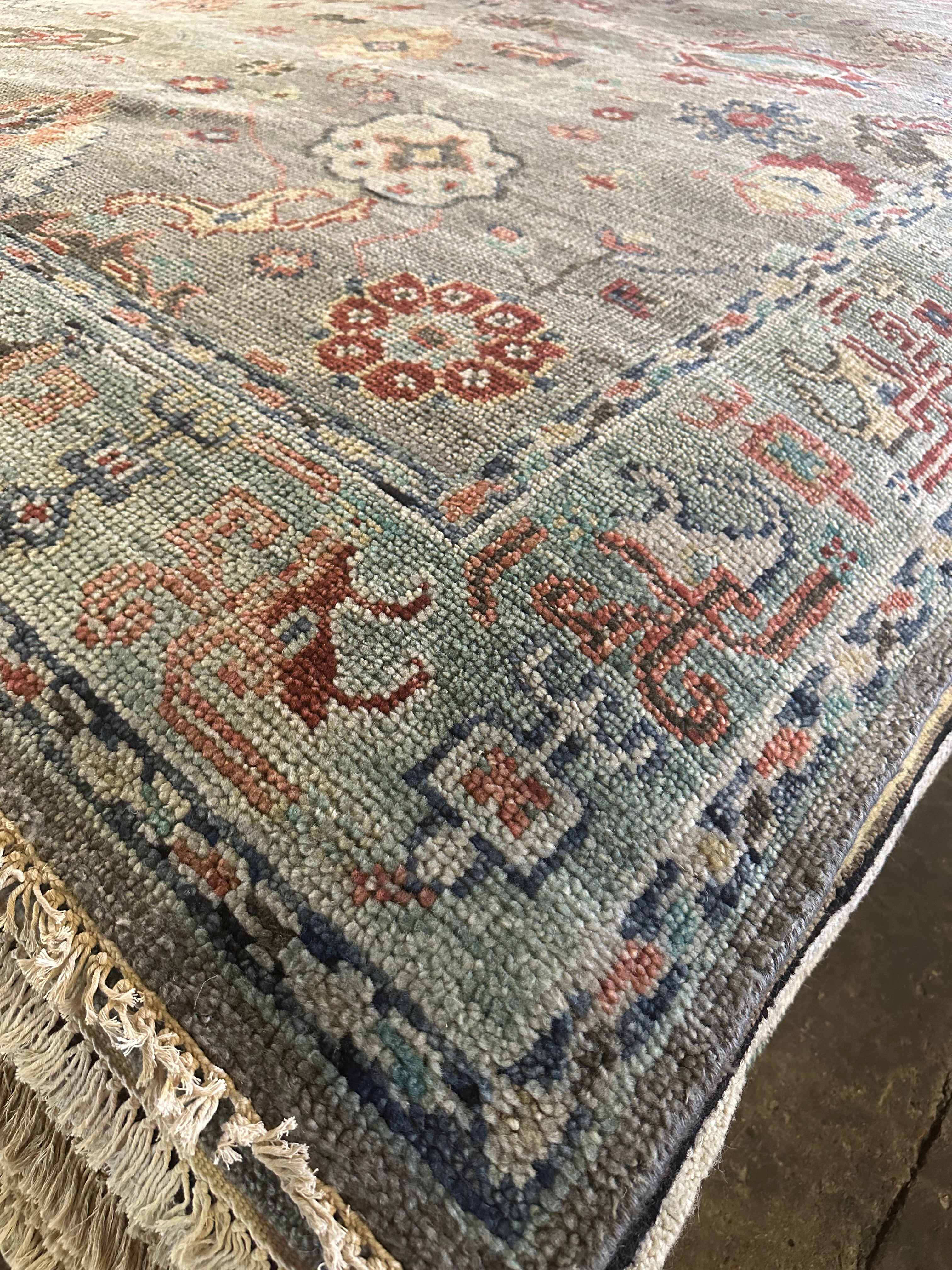 Christine Thompson Grey Hand-Knotted Oushak Rug 8x10