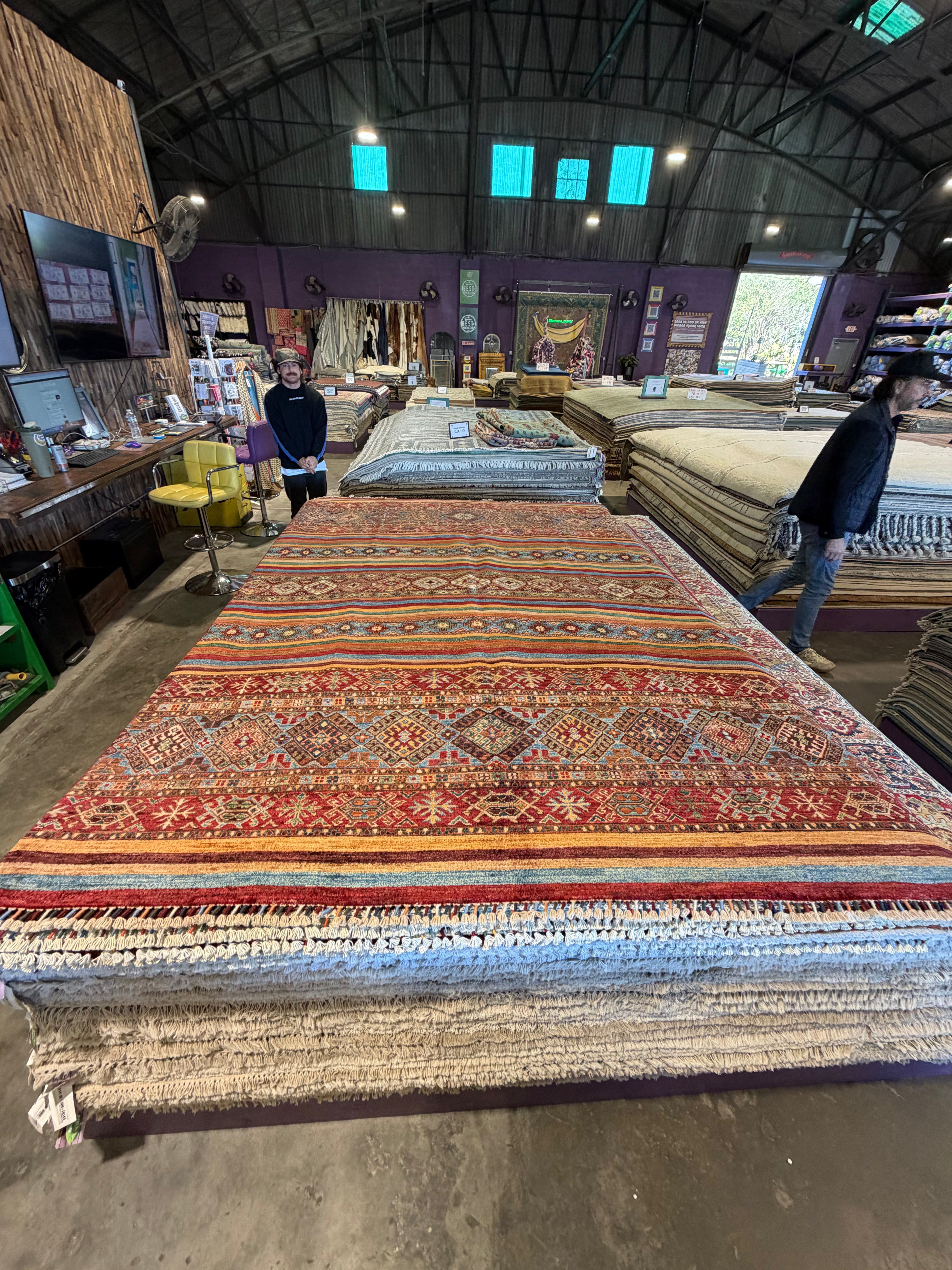 Barb Willis 6.10x9.10 Orange Afghani Khorjin Rug