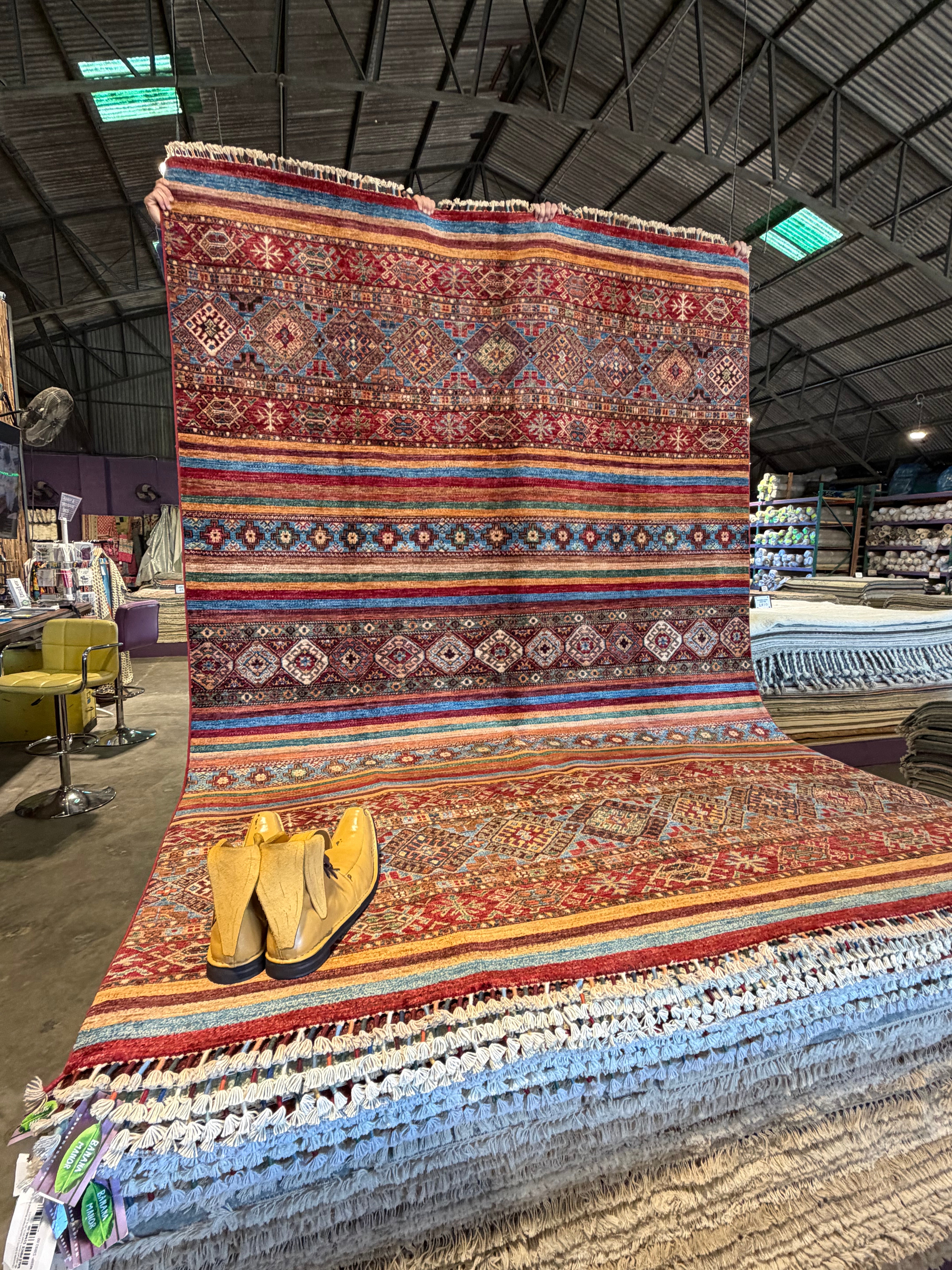 Barb Willis 6.10x9.10 Orange Afghani Khorjin Rug