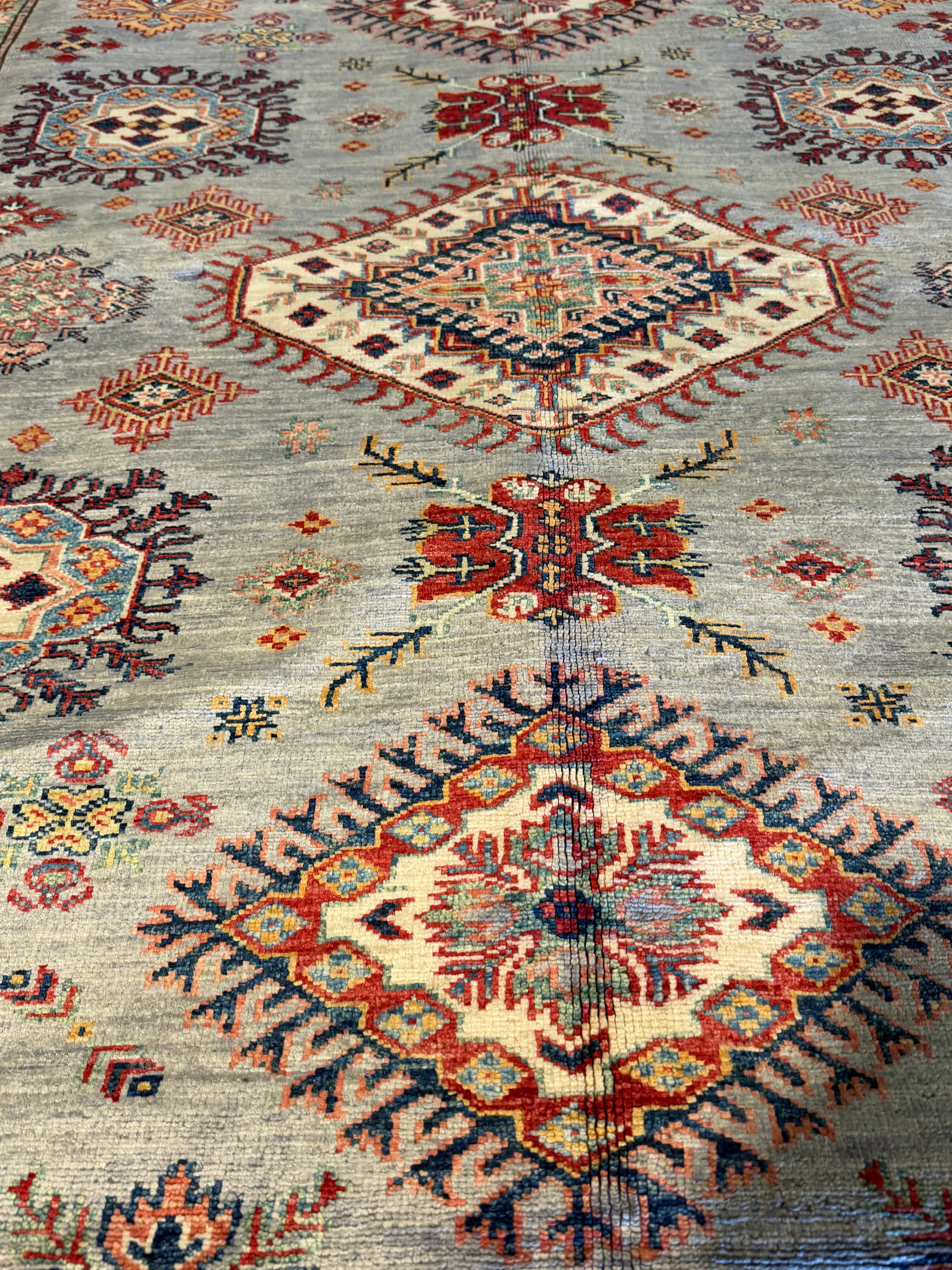 Chanel Ayan 6.8x9.11 Silver/Grey Afghani Kazak Rug