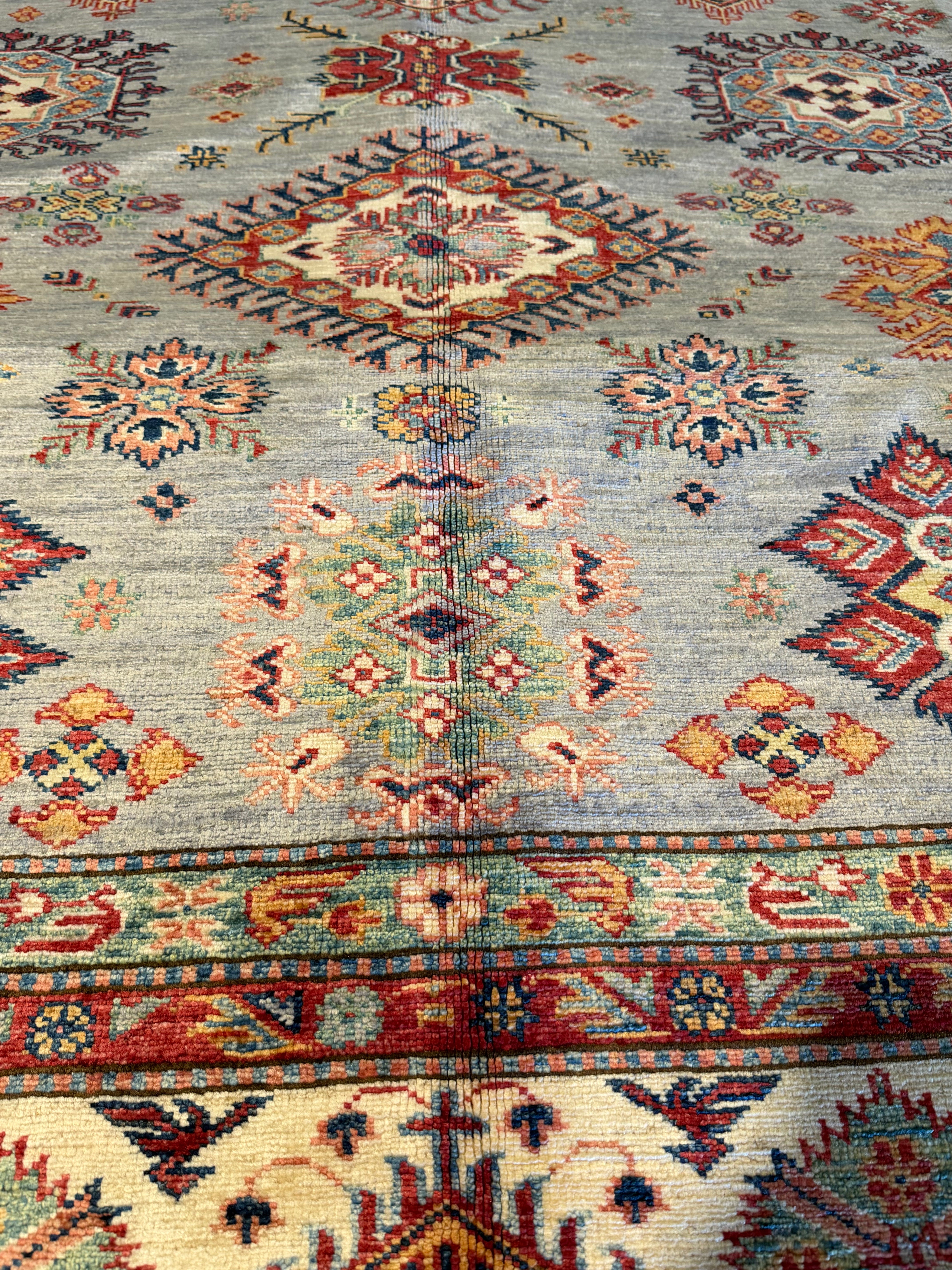 Chanel Ayan 6.8x9.11 Silver/Grey Afghani Kazak Rug