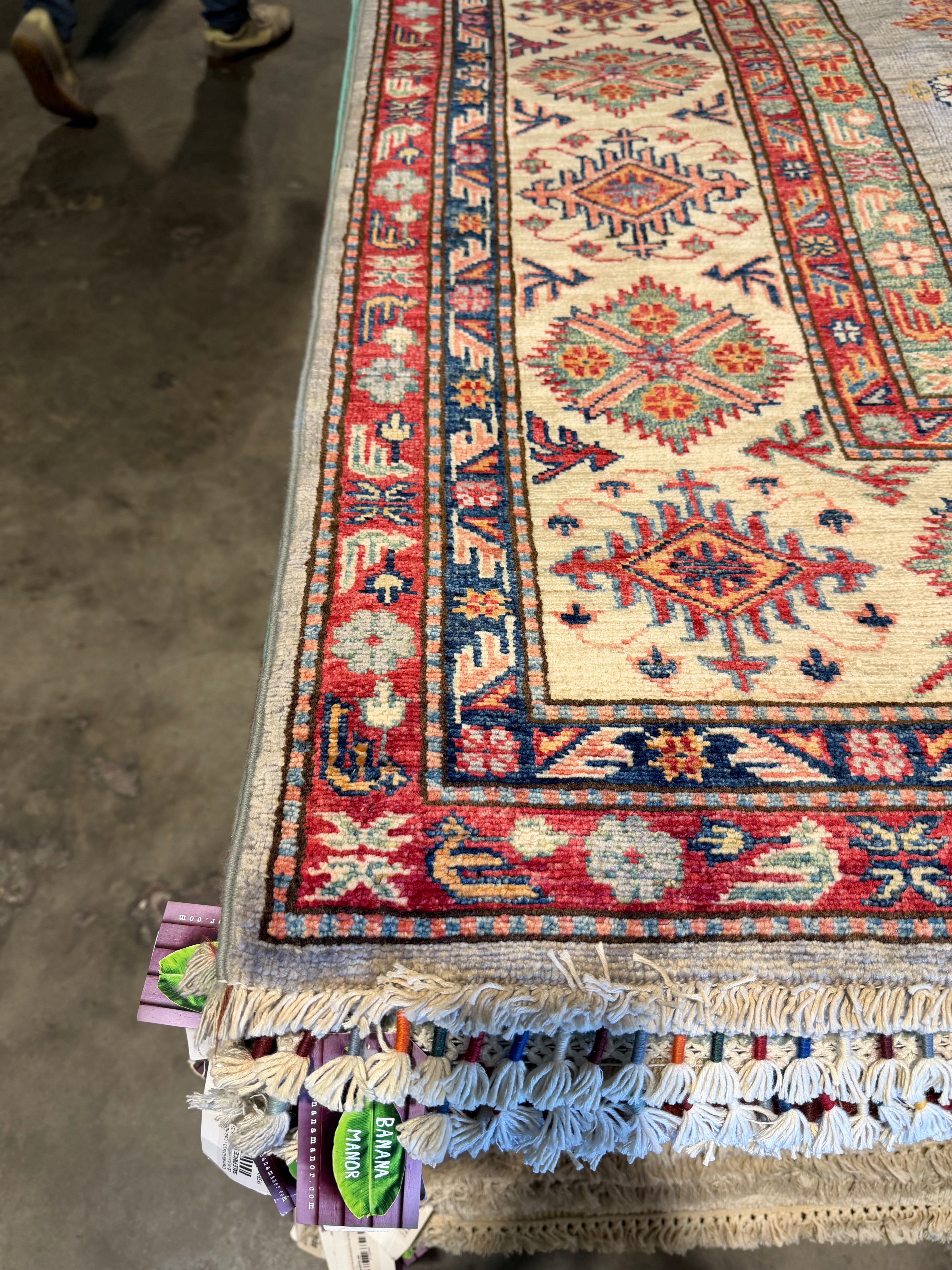 Chanel Ayan 6.8x9.11 Silver/Grey Afghani Kazak Rug