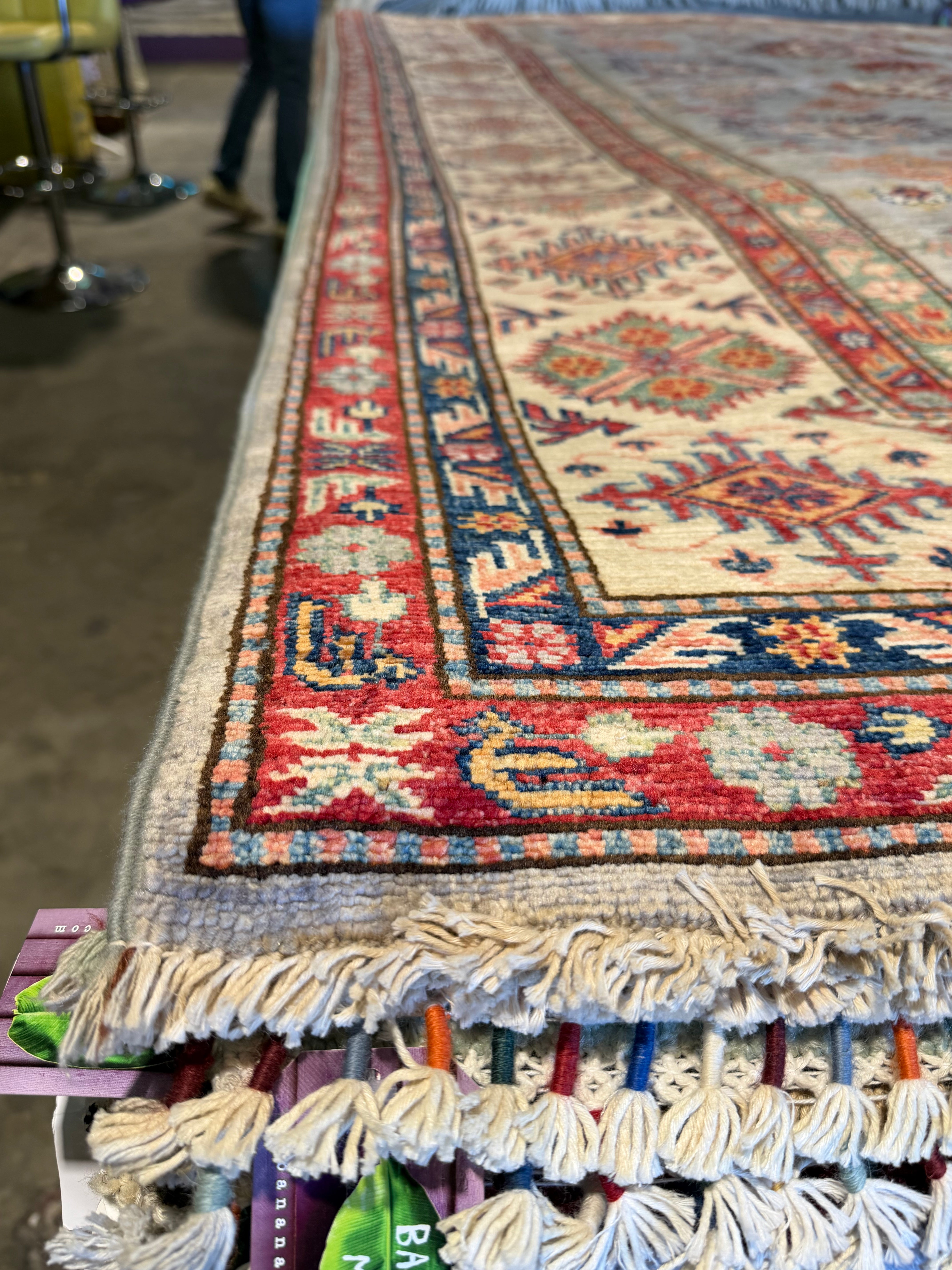 Chanel Ayan 6.8x9.11 Silver/Grey Afghani Kazak Rug