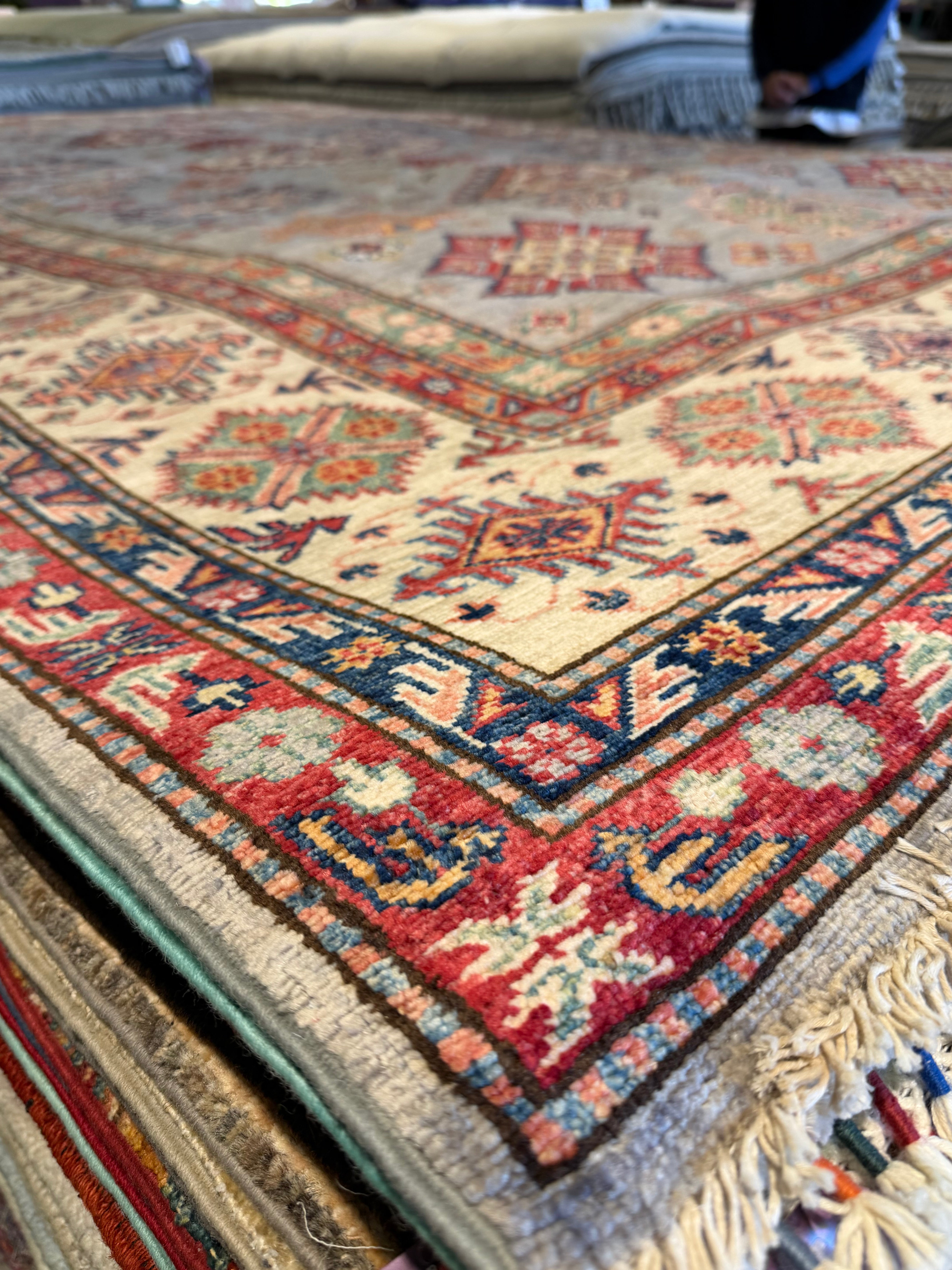 Chanel Ayan 6.8x9.11 Silver/Grey Afghani Kazak Rug