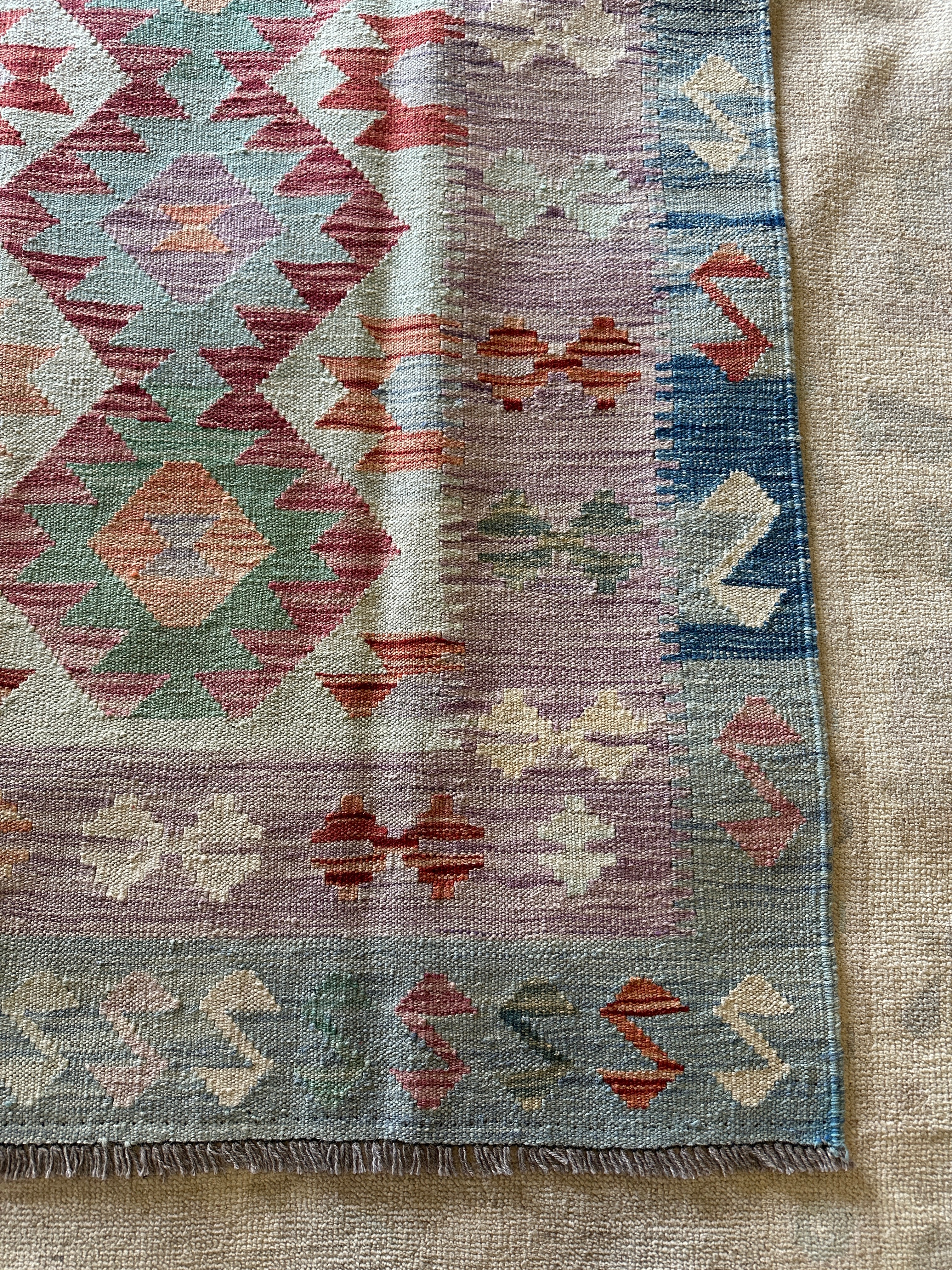 Chuck Bass 4.10x6.9 Hand-Woven Durrie Multi-Colored Afghani Kilim