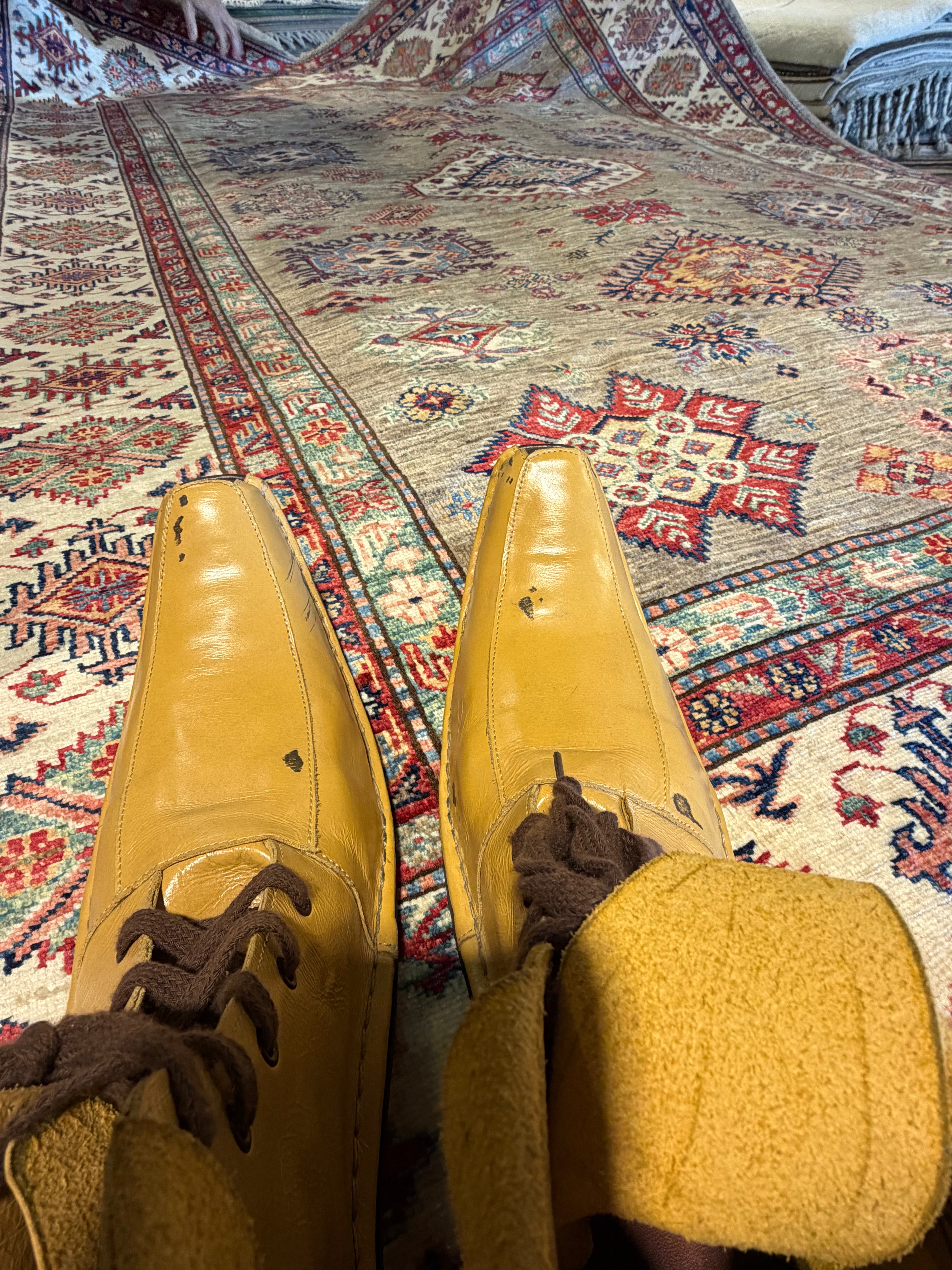 Anna Mezentseva 6.7x9.5 Silver/Grey Afghani Kazak Rug