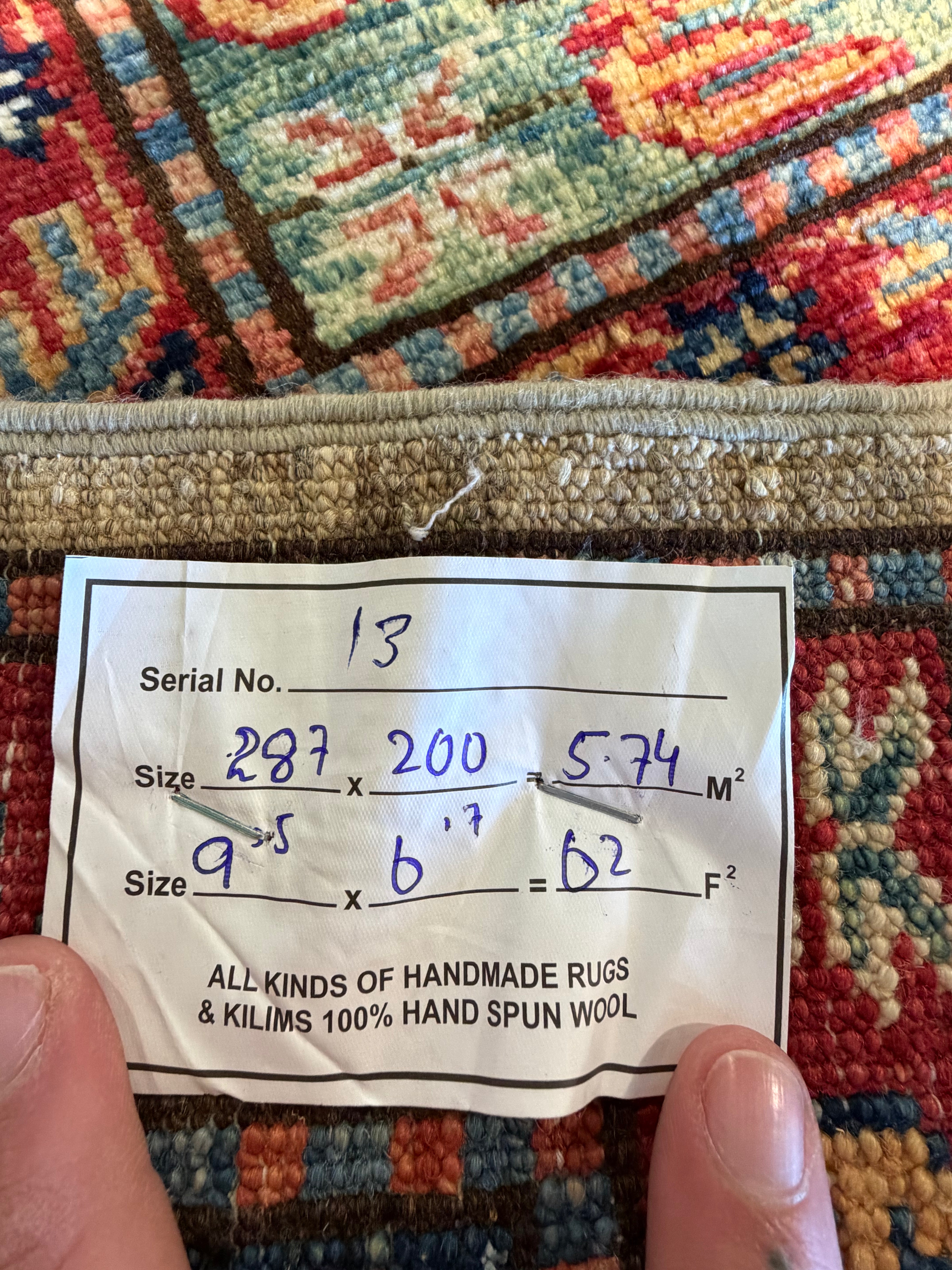 Anna Mezentseva 6.7x9.5 Silver/Grey Afghani Kazak Rug