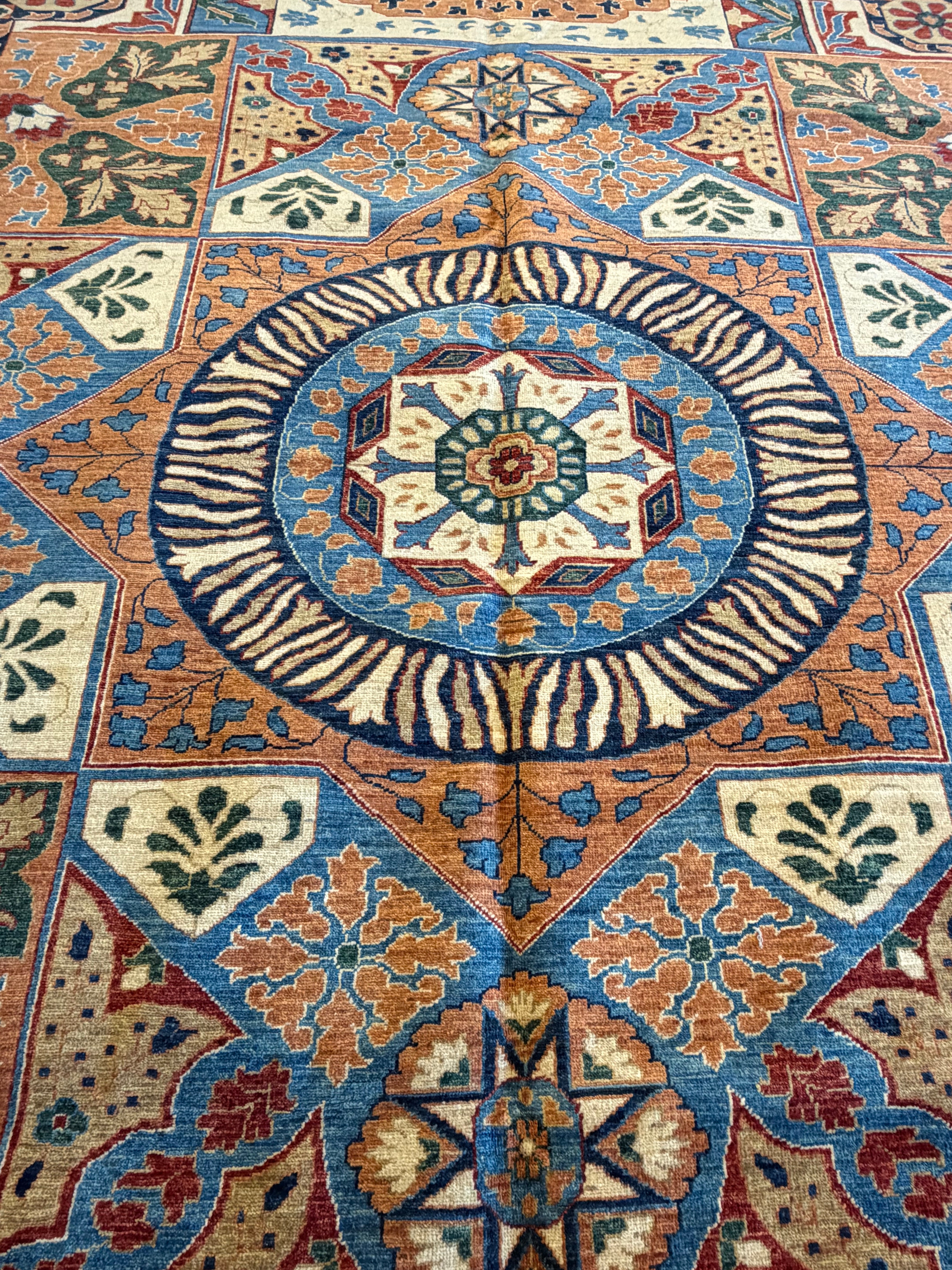 Lea Cochran 11.11x14.9 Blue Afghani Heriz Rug