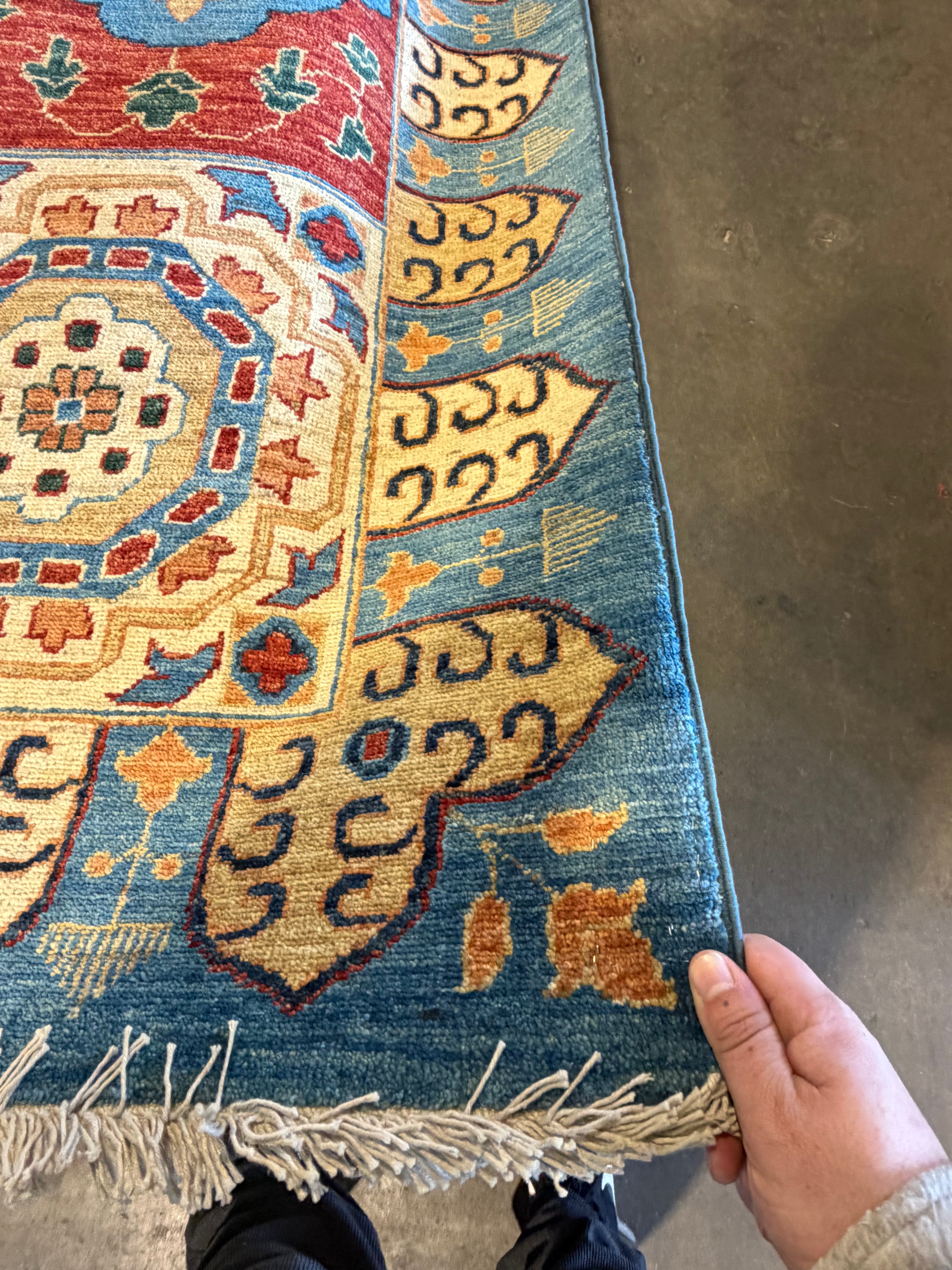 Lea Cochran 11.11x14.9 Blue Afghani Heriz Rug