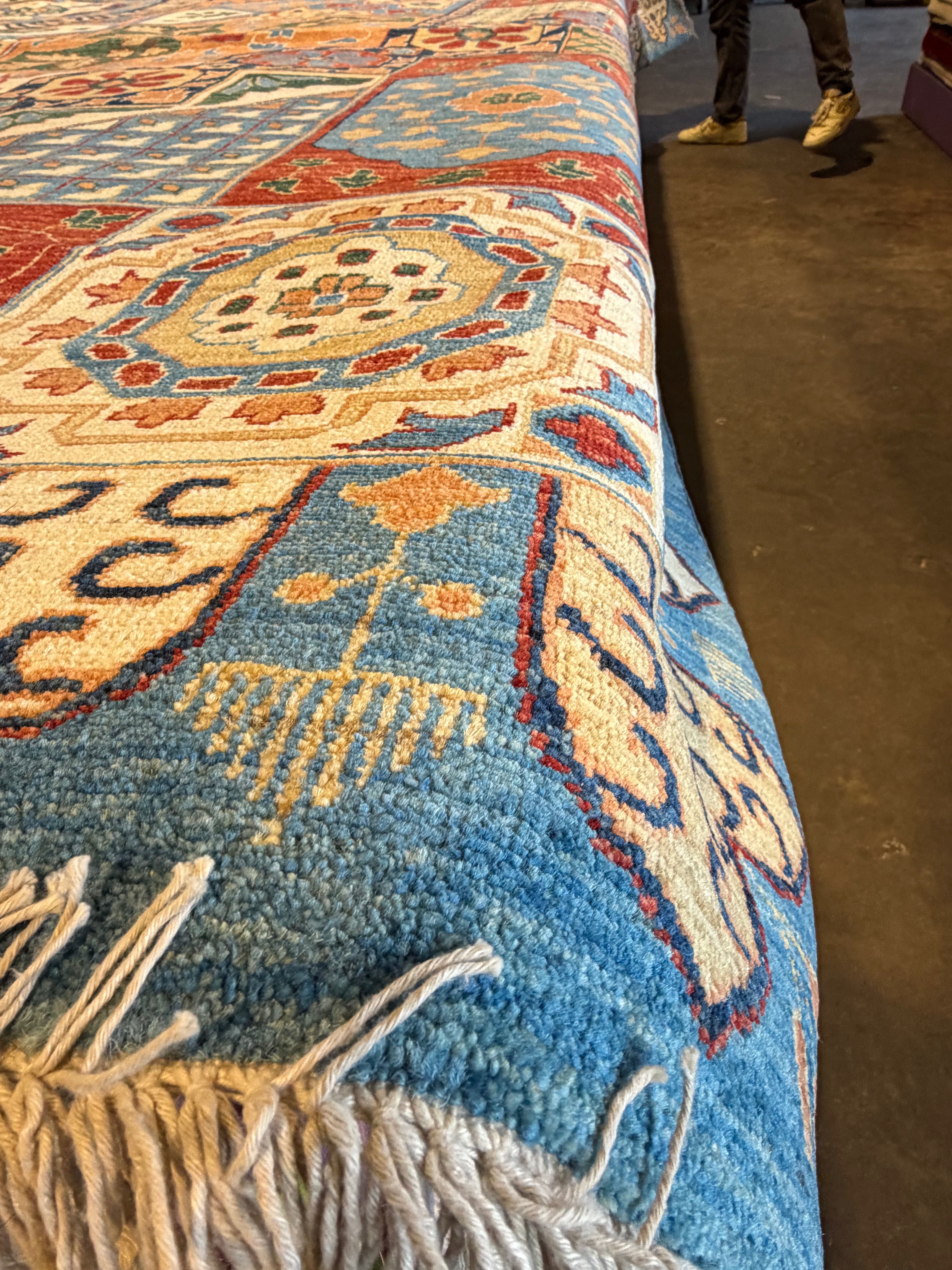 Lea Cochran 11.11x14.9 Blue Afghani Heriz Rug