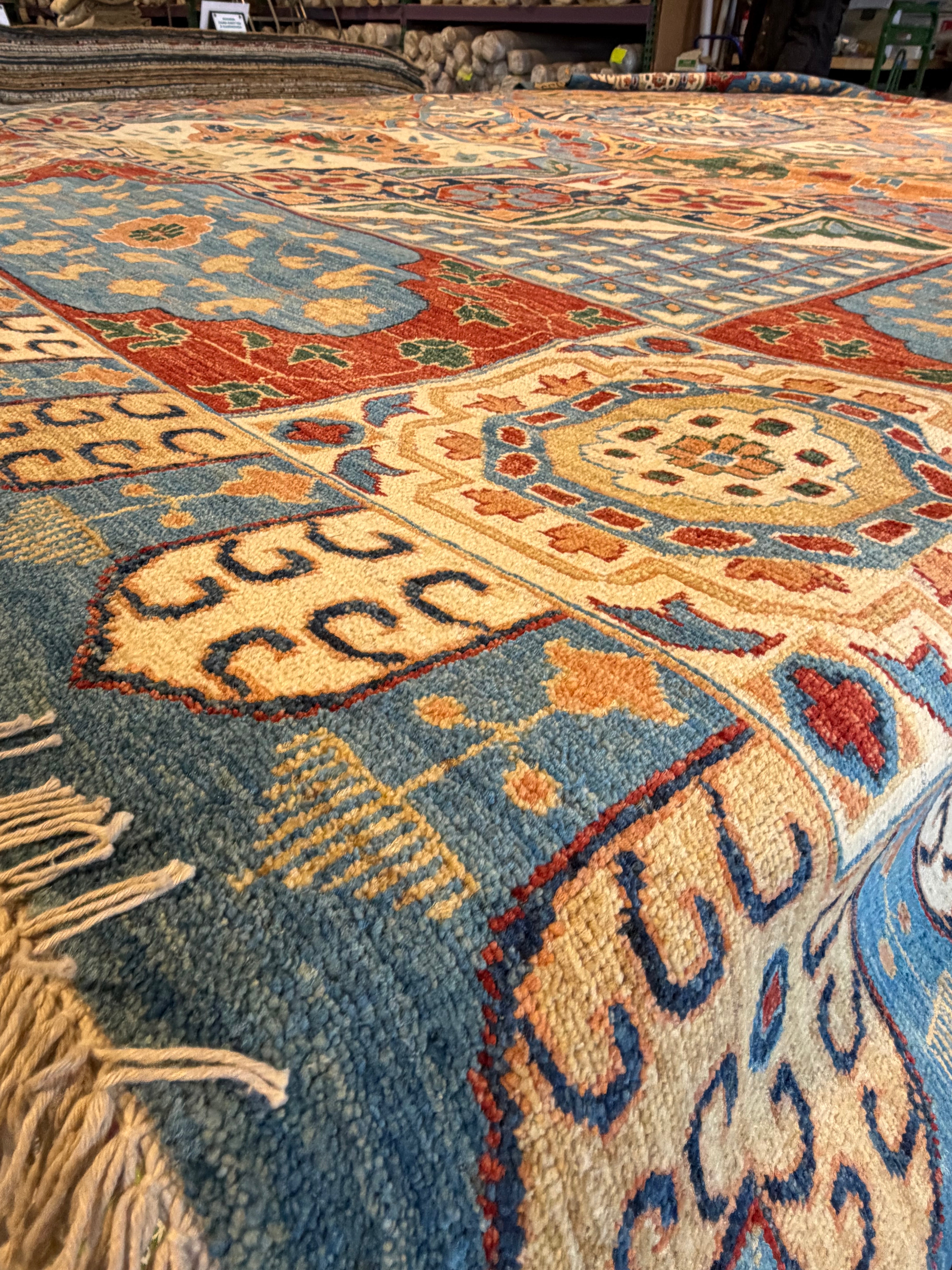Lea Cochran 11.11x14.9 Blue Afghani Heriz Rug