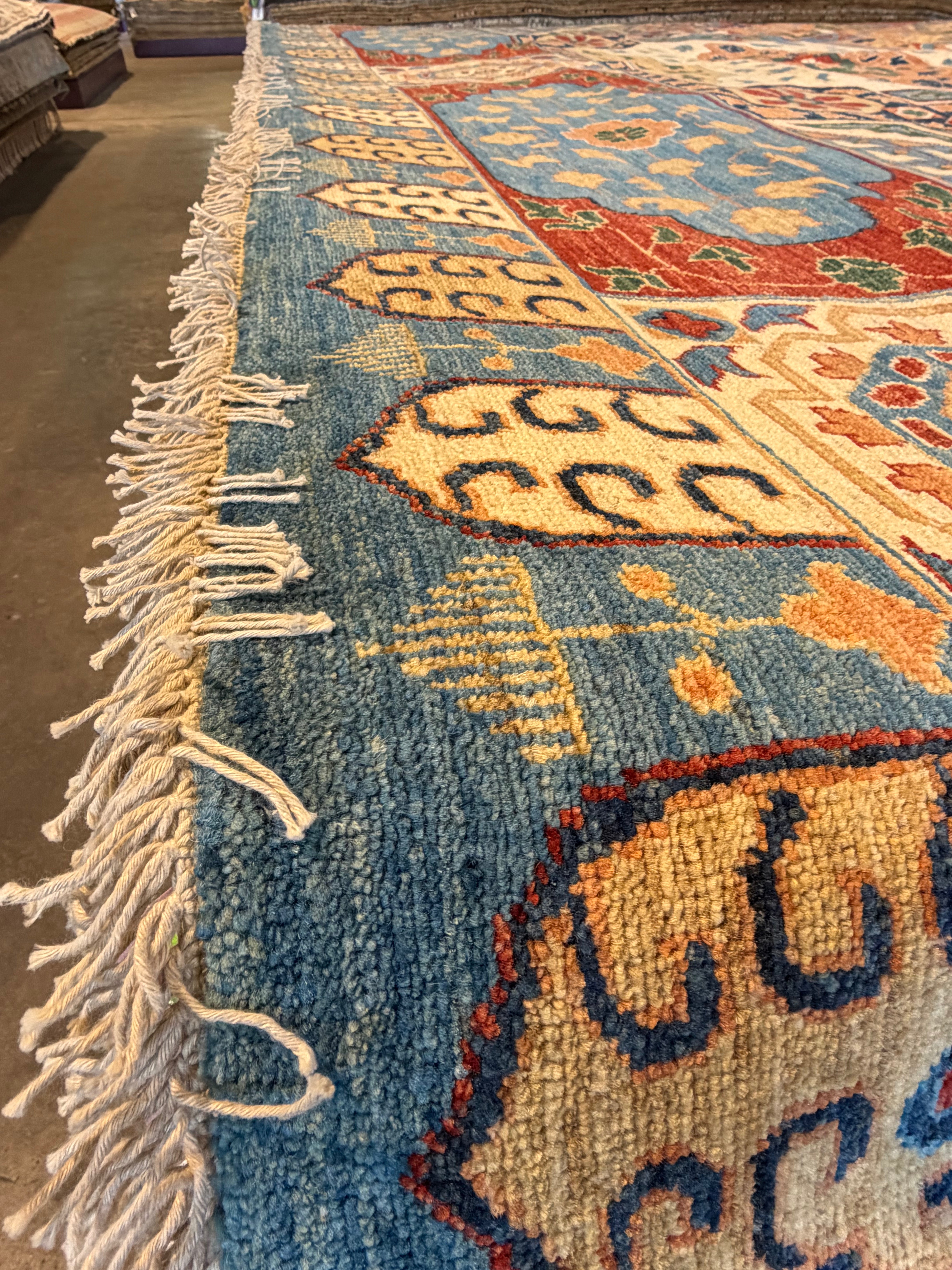 Lea Cochran 11.11x14.9 Blue Afghani Heriz Rug